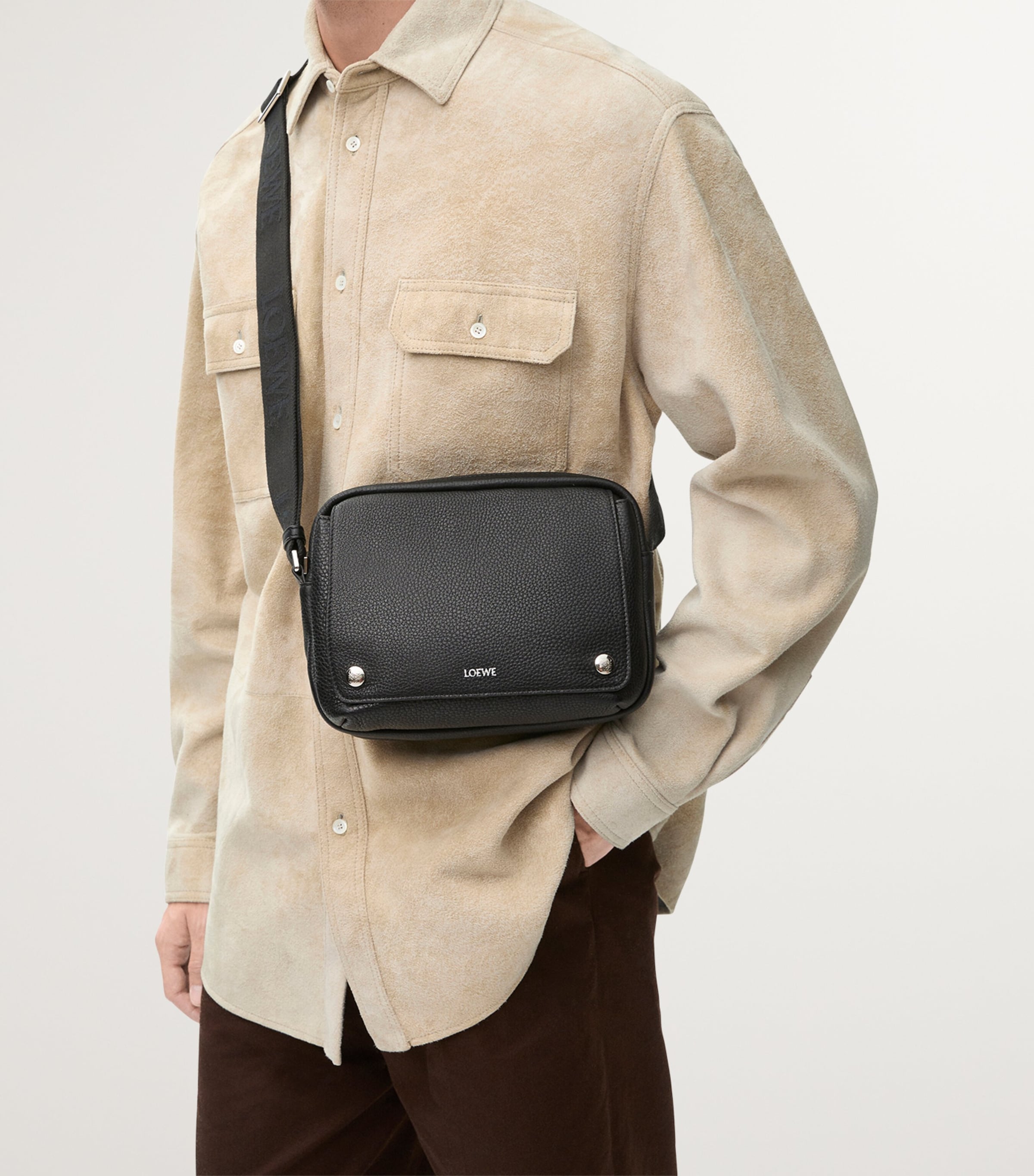 LOEWE XS Leather Pebble Messenger Bag | Harrods UK