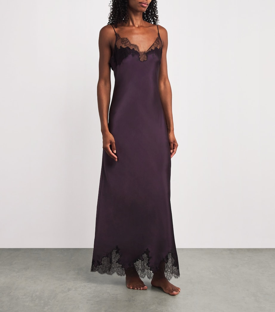 Silk Lace-Detail Long Slip Dress PRUGNE/EBENE Image 2