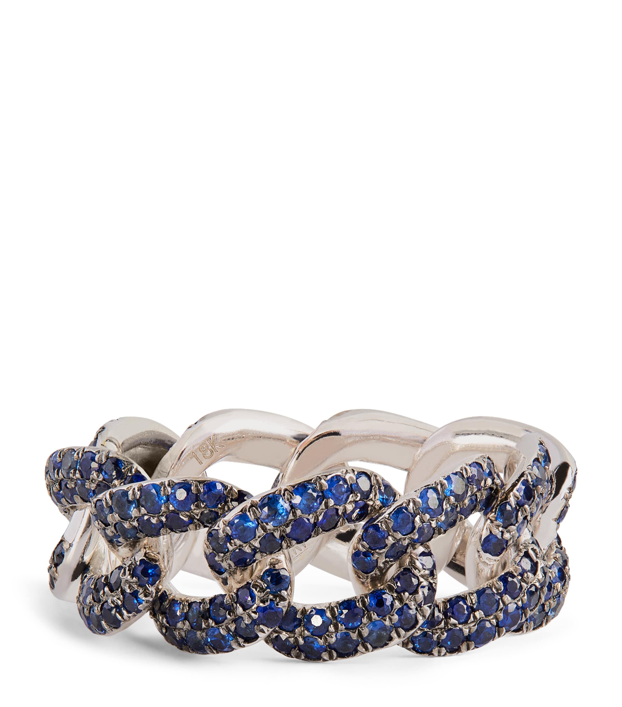 Shay White Gold And Blue Sapphire Essential Link Ring In Multi