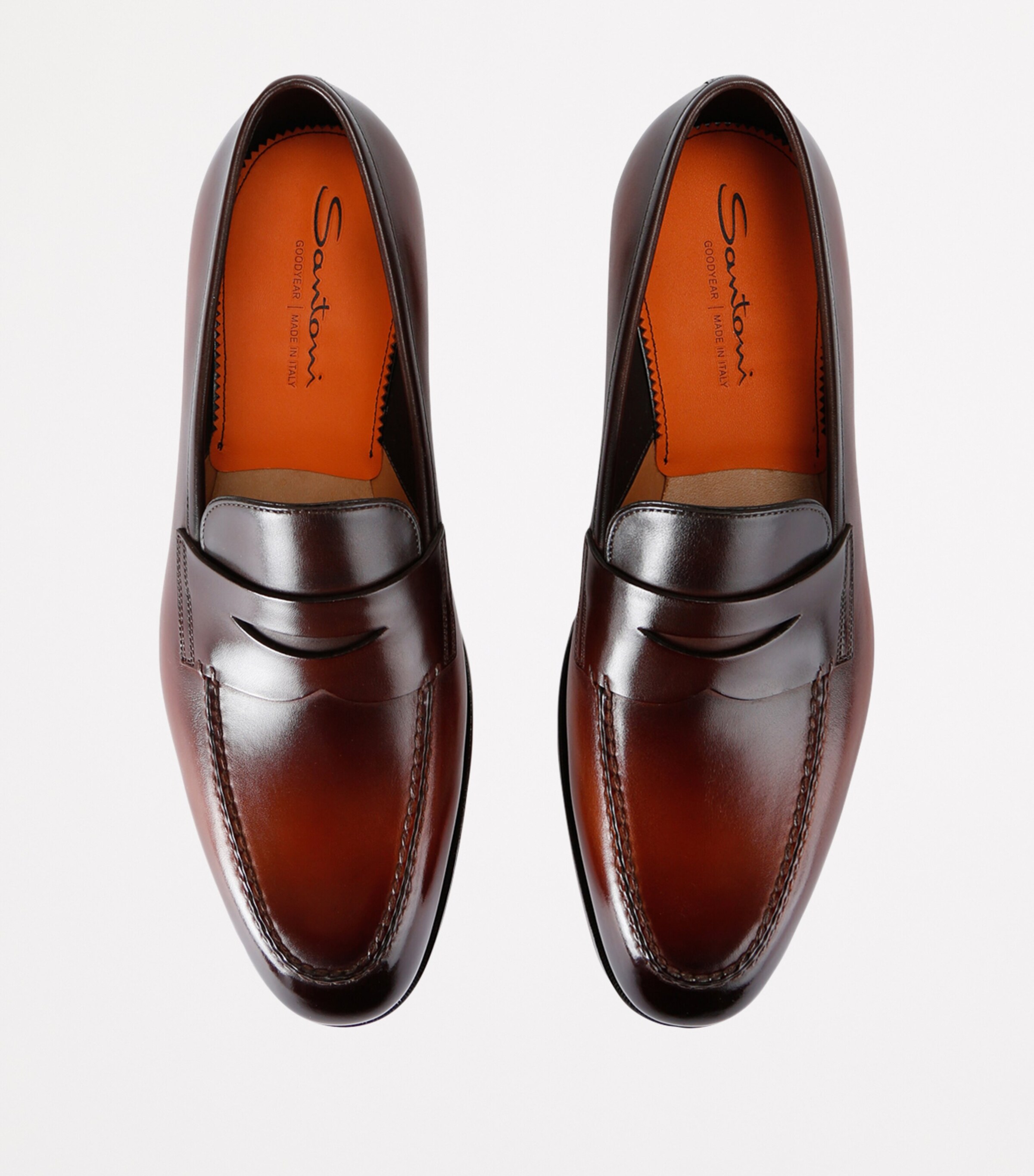 Santoni Leather Adrian Loafers Tan Image 4