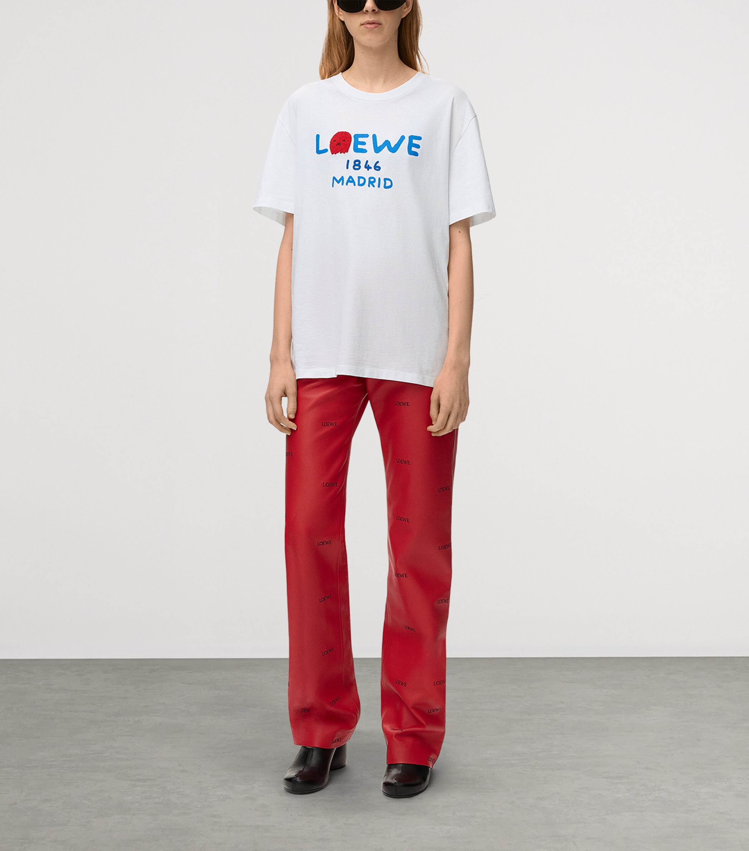 LOEWE Mens Cotton Relaxed Lion T-Shirt White Image 5