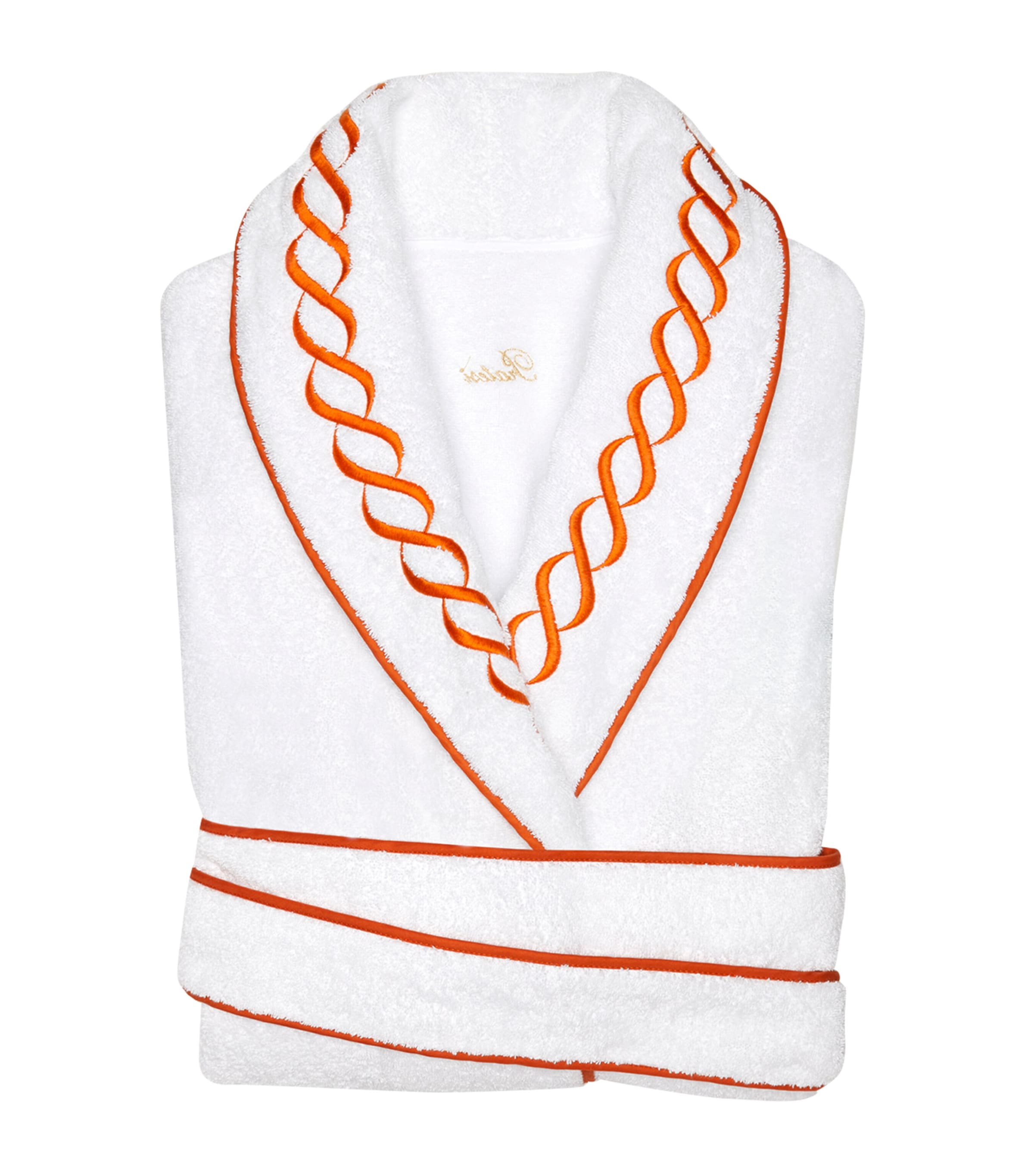 Cotton Treccia Bathrobe (Large) WHITE/ORANGE Image 1