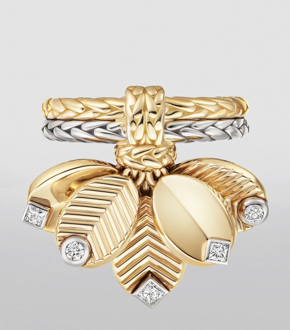 Yellow Gold, White Gold and Diamond Grain de Café Ring YELLOW GOLD Image 7