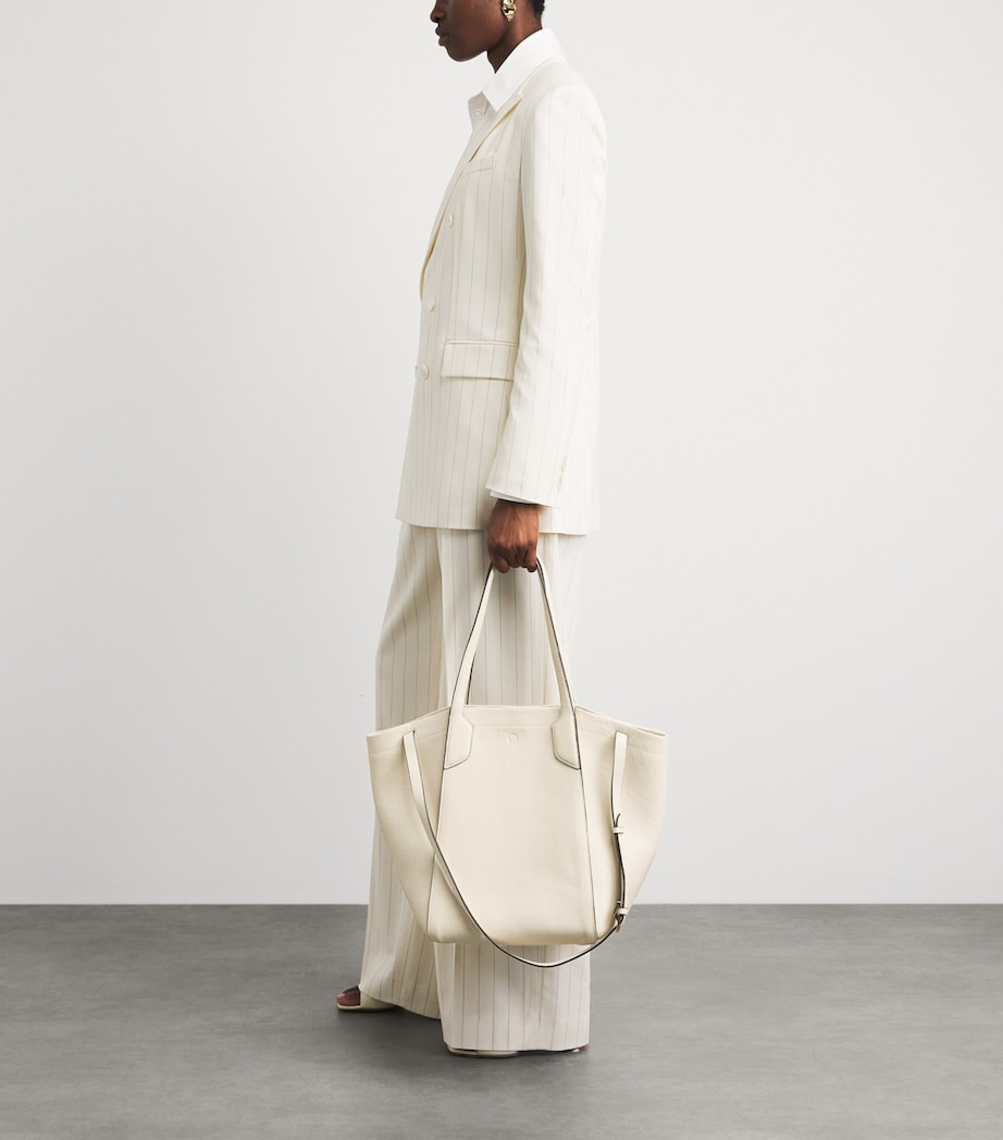 Harrods Medium Leather Freya Tote Bag Stone Image 4