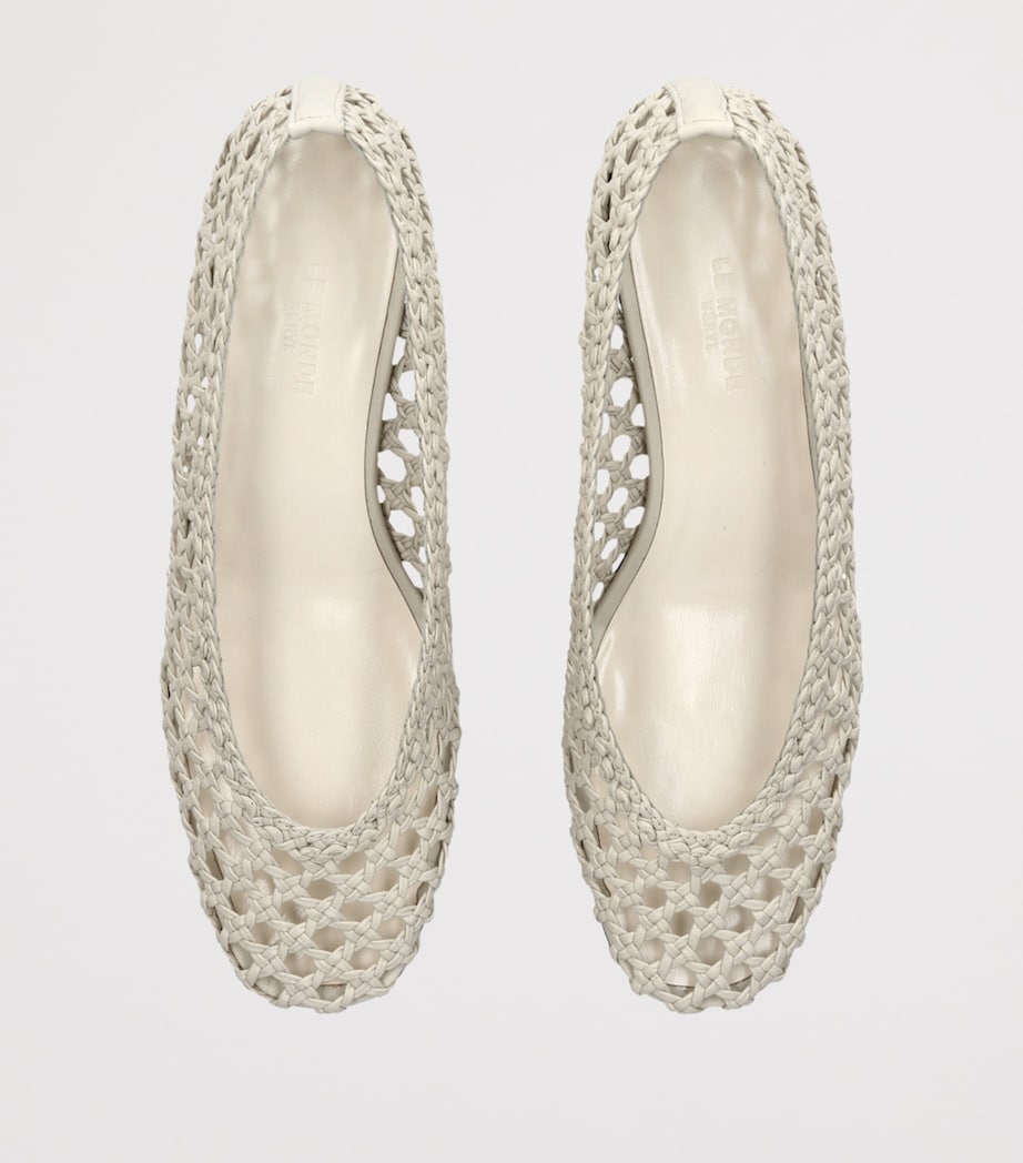 Leather Woven Pumps 40 BEIGE Image 4