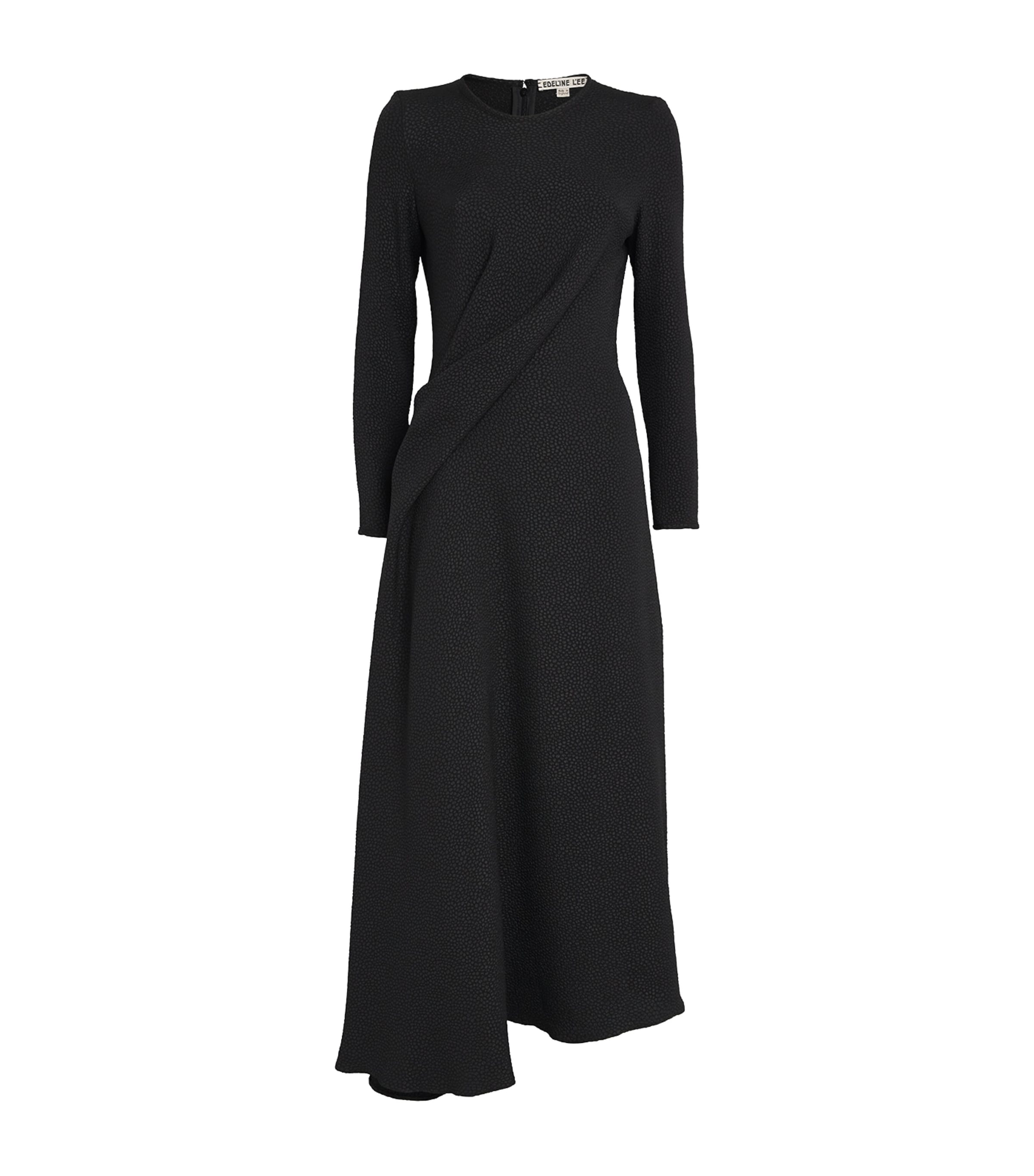 Edeline Lee Jacquard Long-sleeve Flèche Midi Dress In Black
