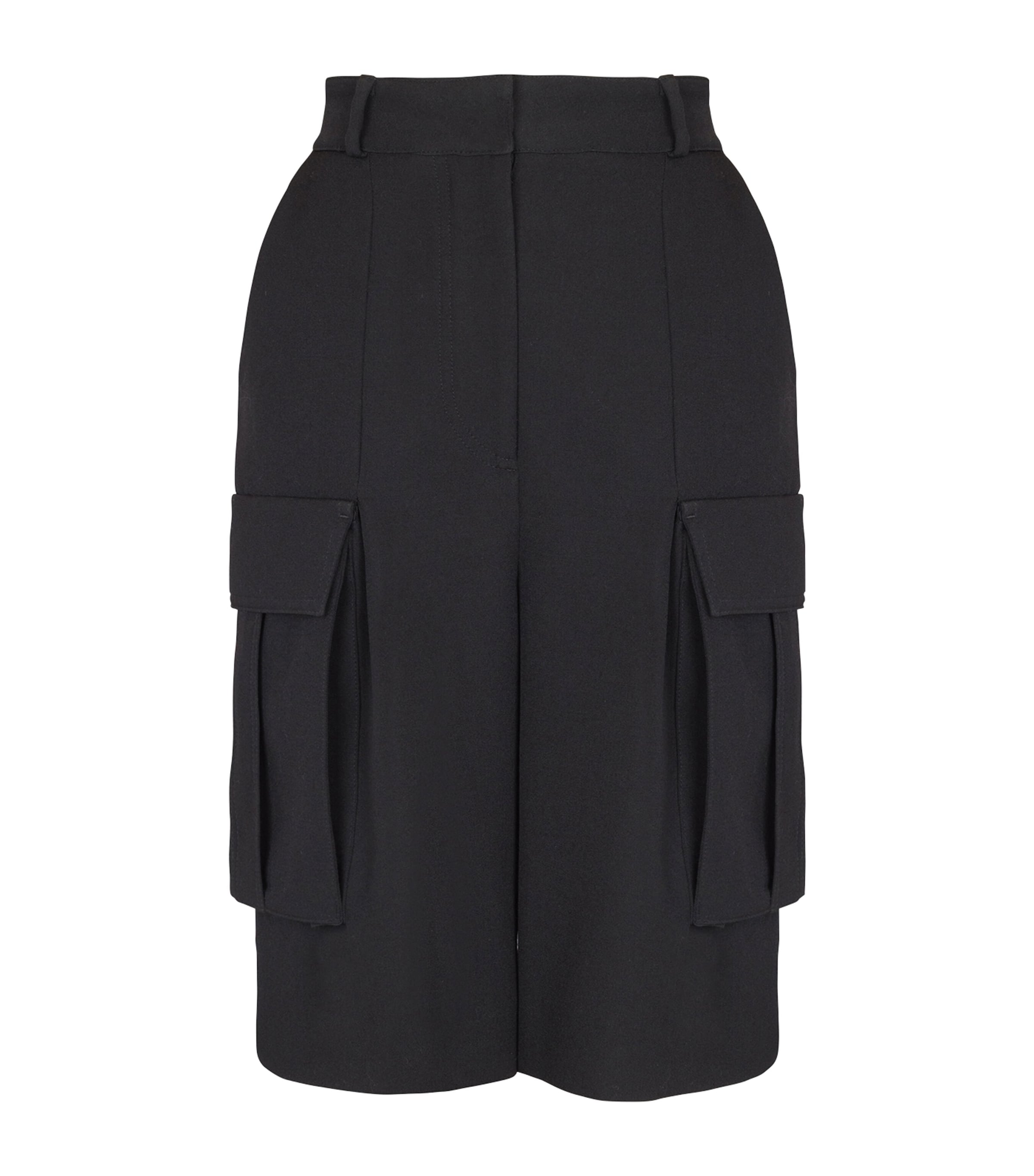 Balmain Pleated Cargo Shorts In Black