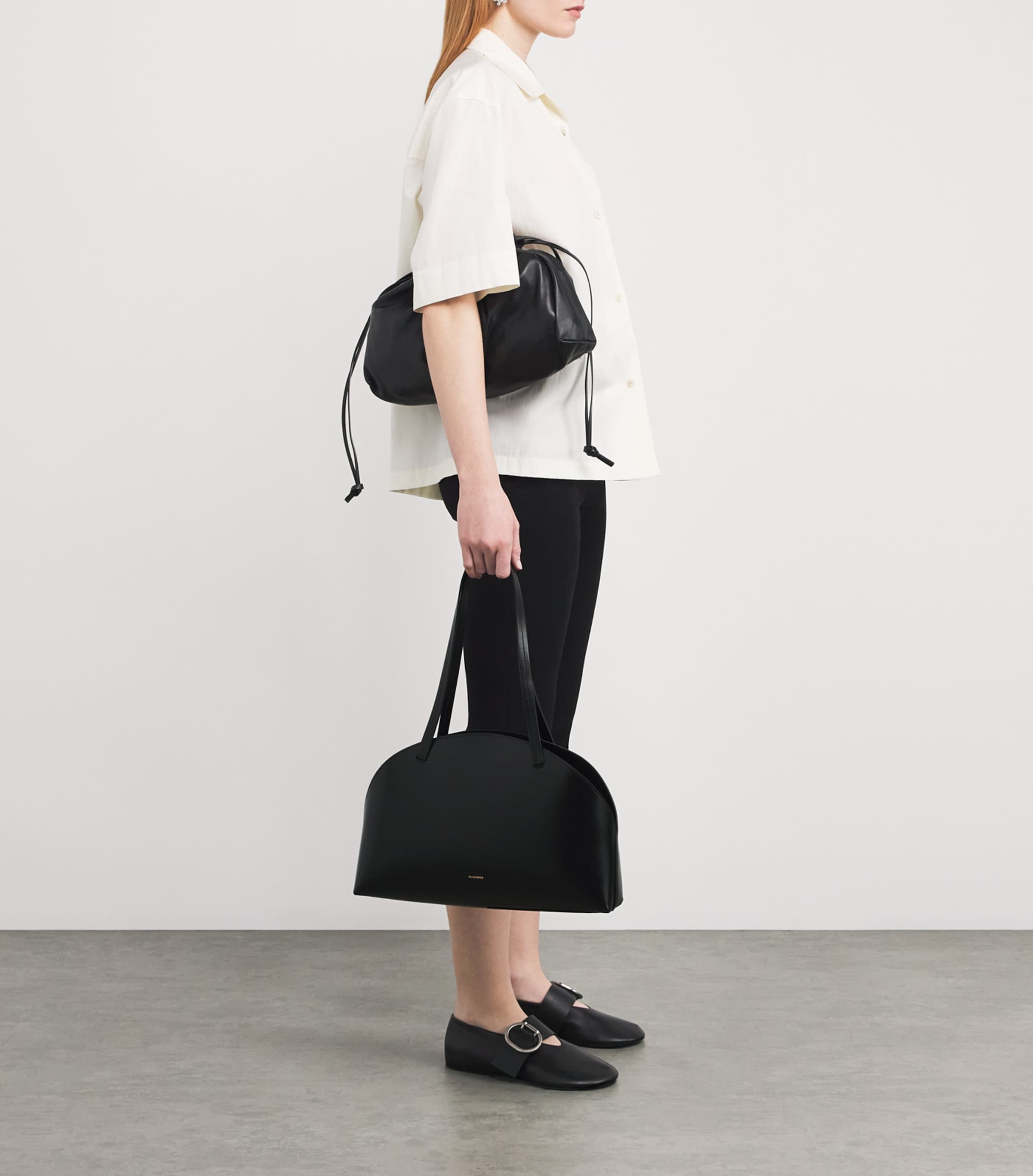 【JIL SANDER】Curve Medium leather shoulder bag Jil Sander Curve Medium Leather Shoulder Bag - Bergdorf Goodman