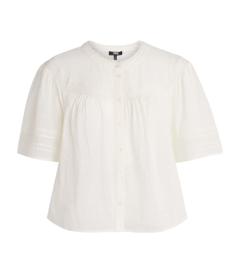 PAIGE Womens Cotton Embroidered Pasadena Blouse Ivory Image 1