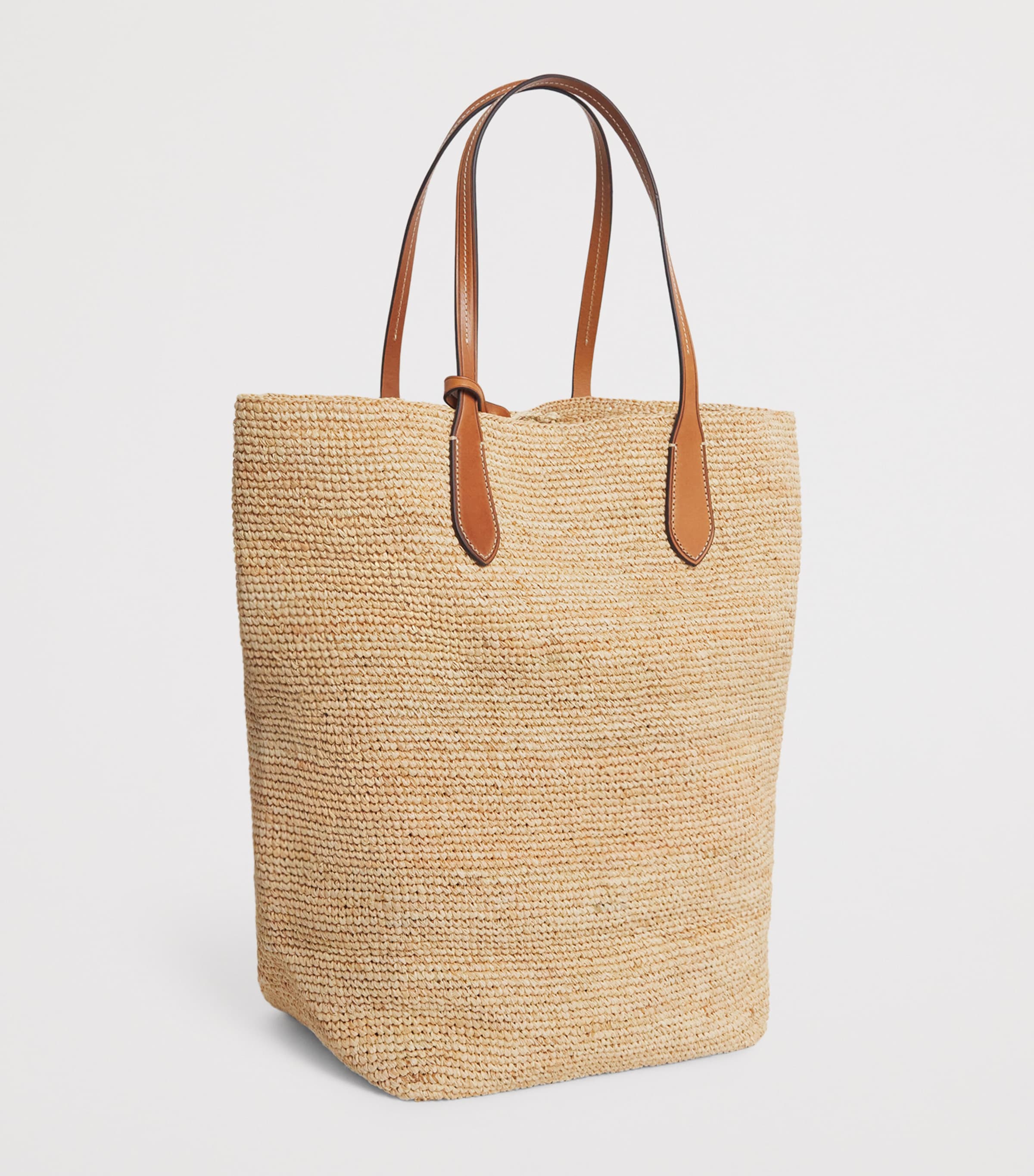 Polo Ralph Lauren Large Raffia Big Pony Tote Bag Natural/cuoio Image 3