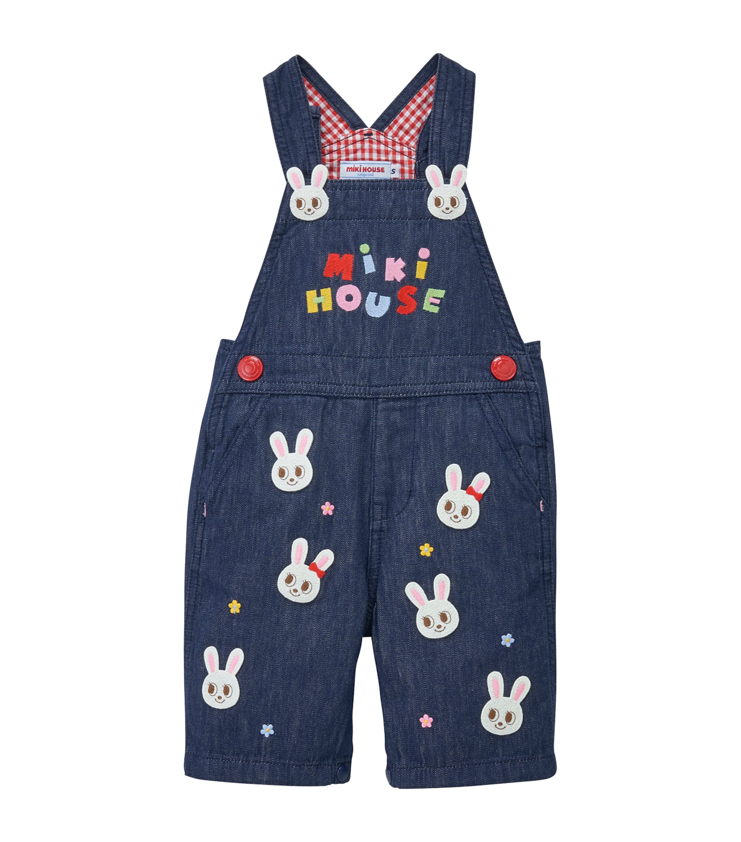 Miki House Rabbit-embroidered Cotton Overalls In White