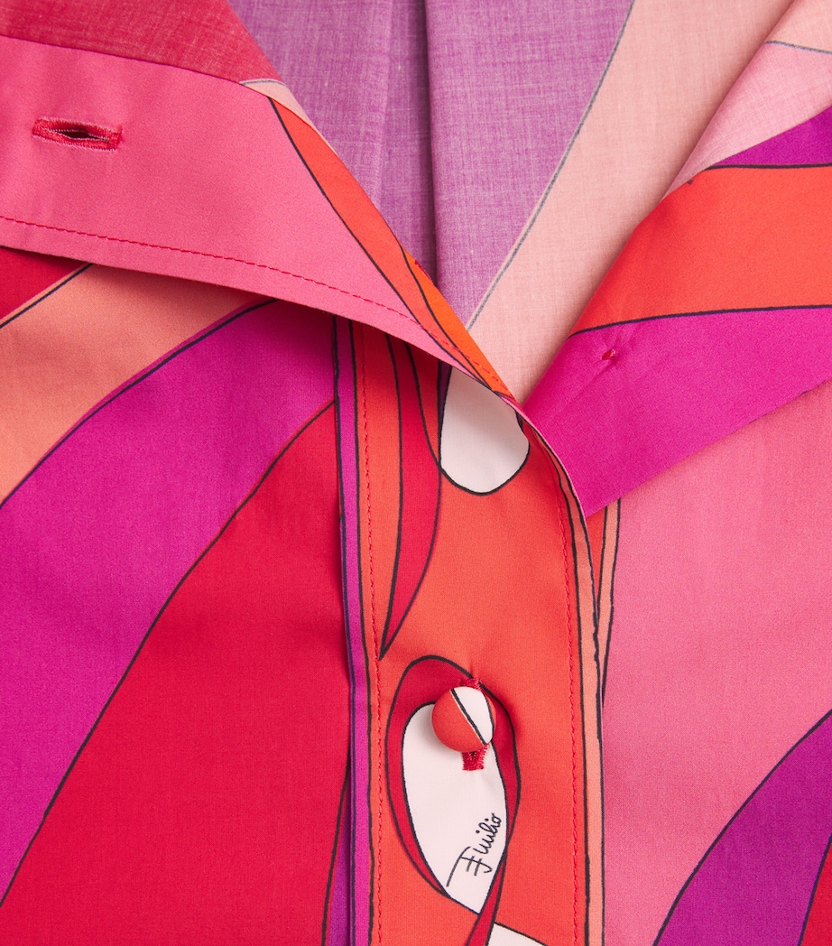 Cotton Marmo Print Shirt 017 CORALLO/FUXIA Image 6