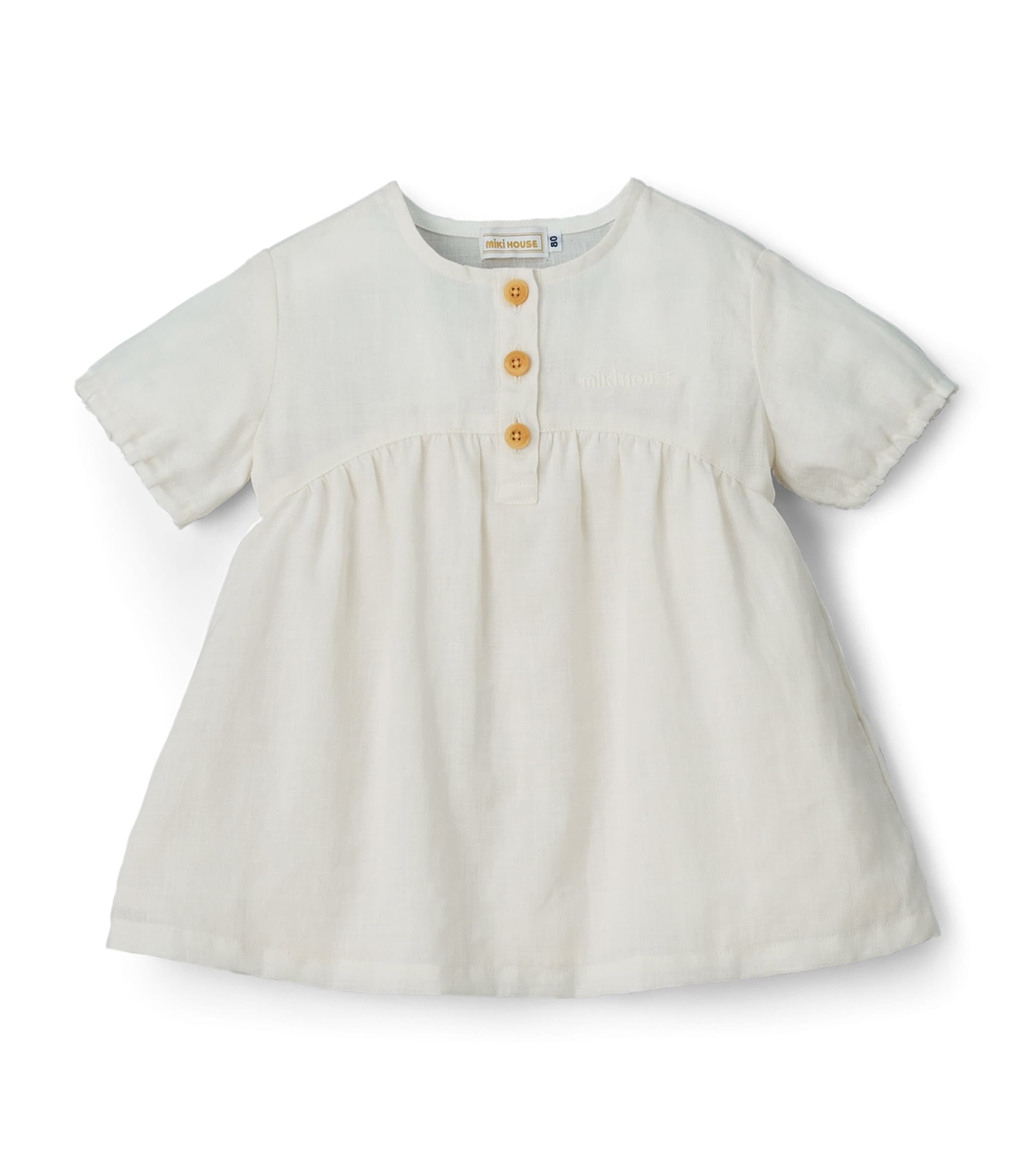 Miki House Kids' Linen Dress In White