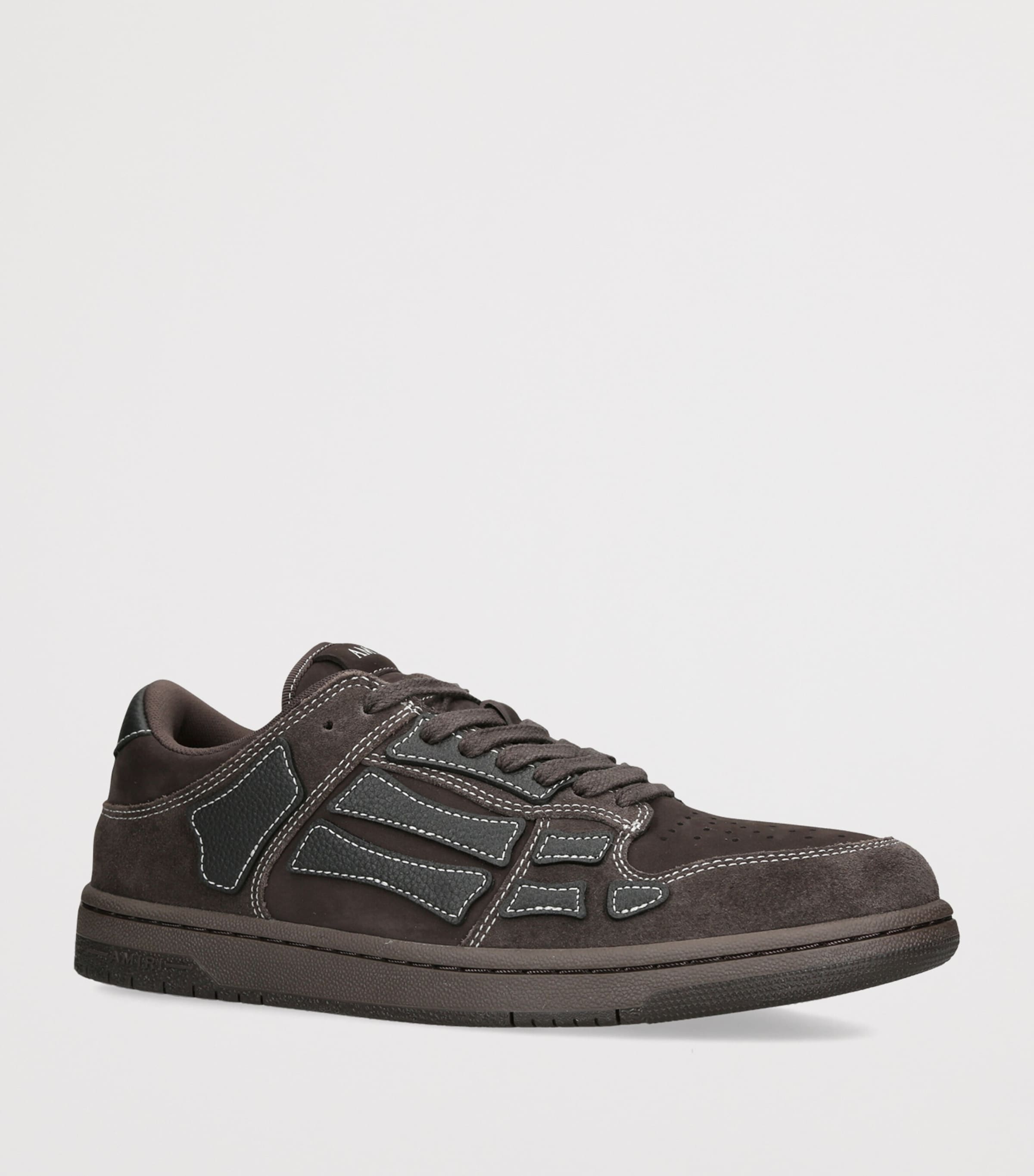 AMIRI Leather-Suede Skel Top Low Sneakers Dark Brown Image 3