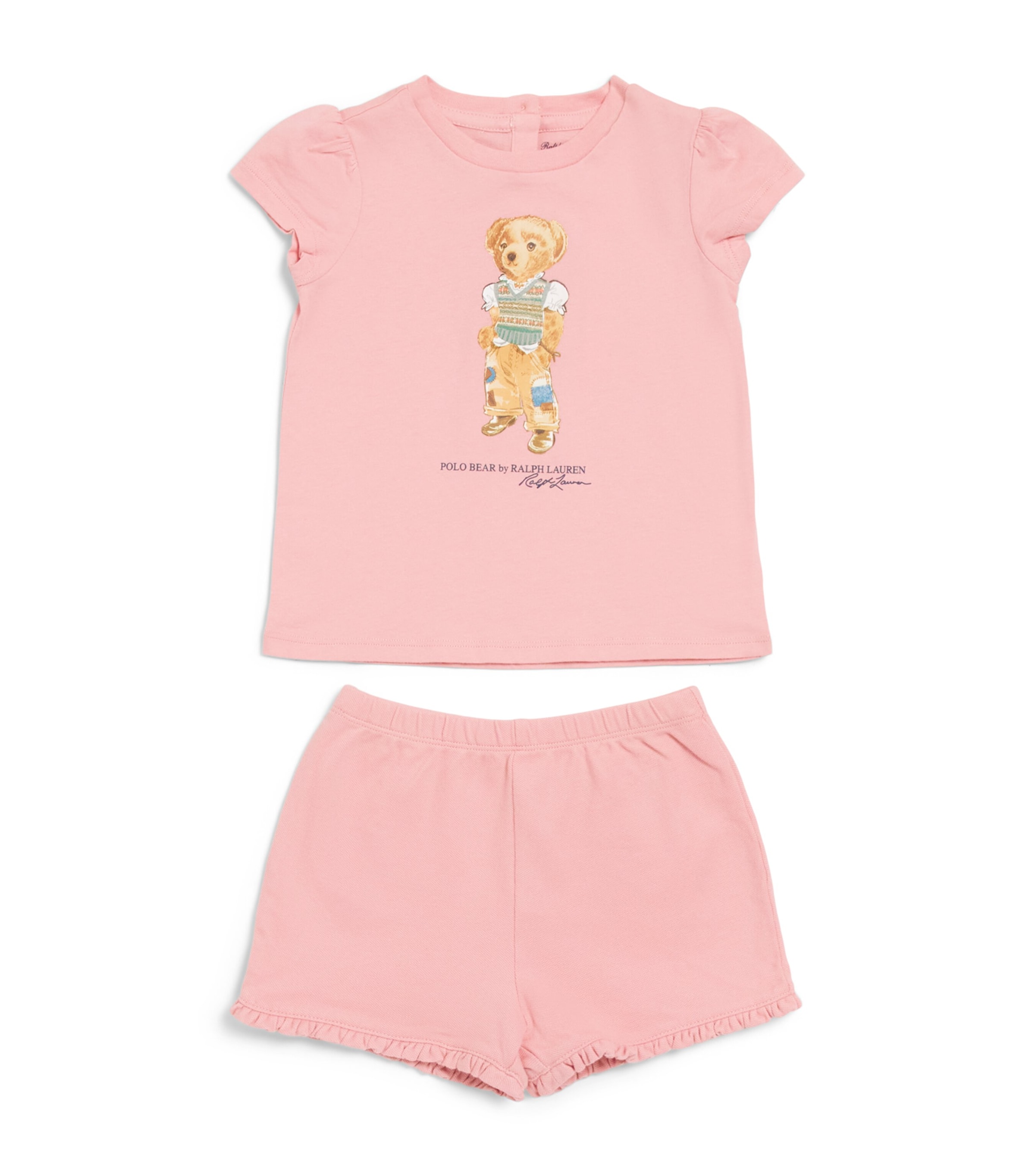 Ralph Lauren Kids Polo Bear T-Shirt and Shorts Set (3-24 Months) Adirondack Rose Image 1