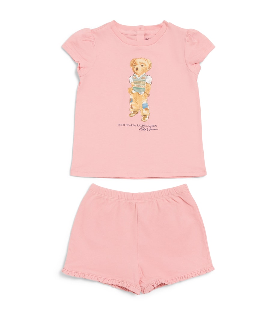 Ralph Lauren Kids Polo Bear T-Shirt and Shorts Set (3-24 Months) Adirondack Rose Image 1