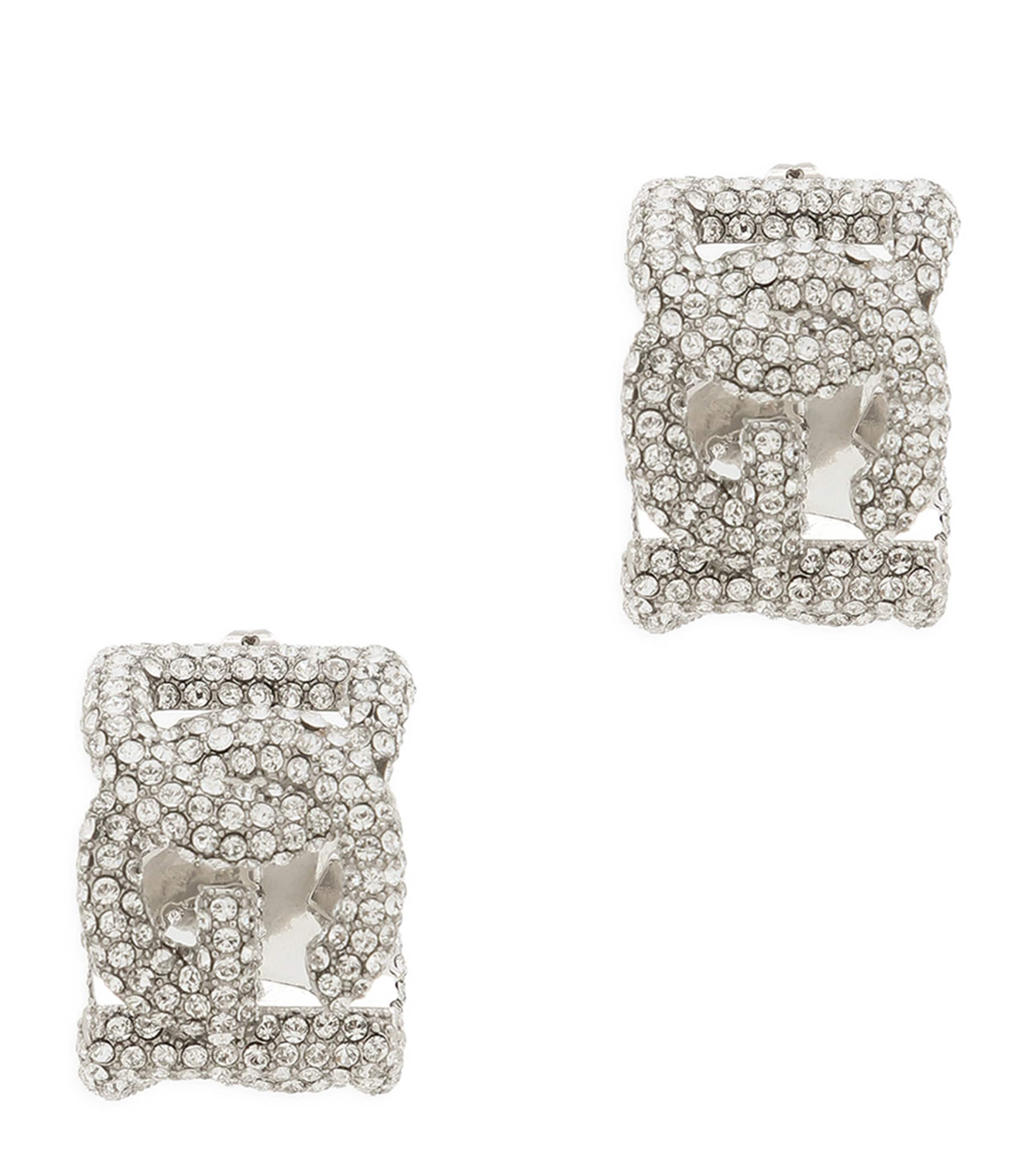 DOLCE & GABBANA EMBELLISHED DG MILLENNIALS LOGO EARRINGS 