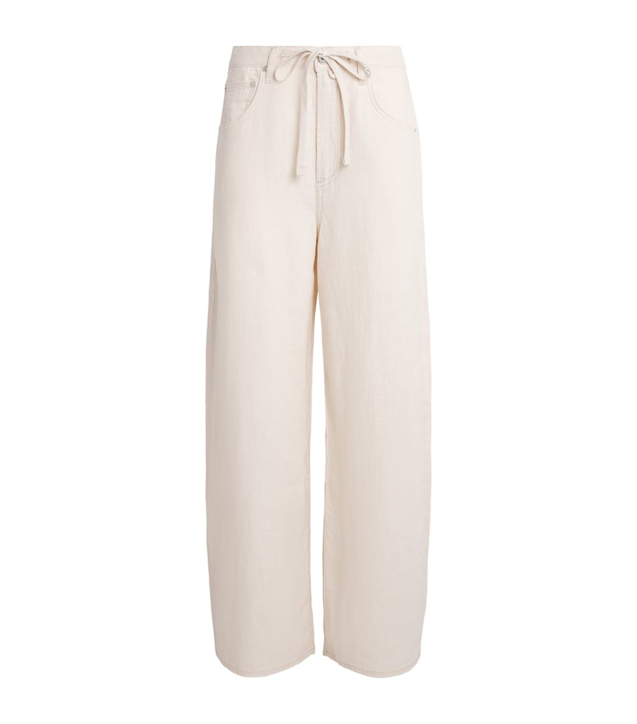 Citizens of Humanity Womens Denim Brynn Drawstring Trousers Pale Stone Image 1