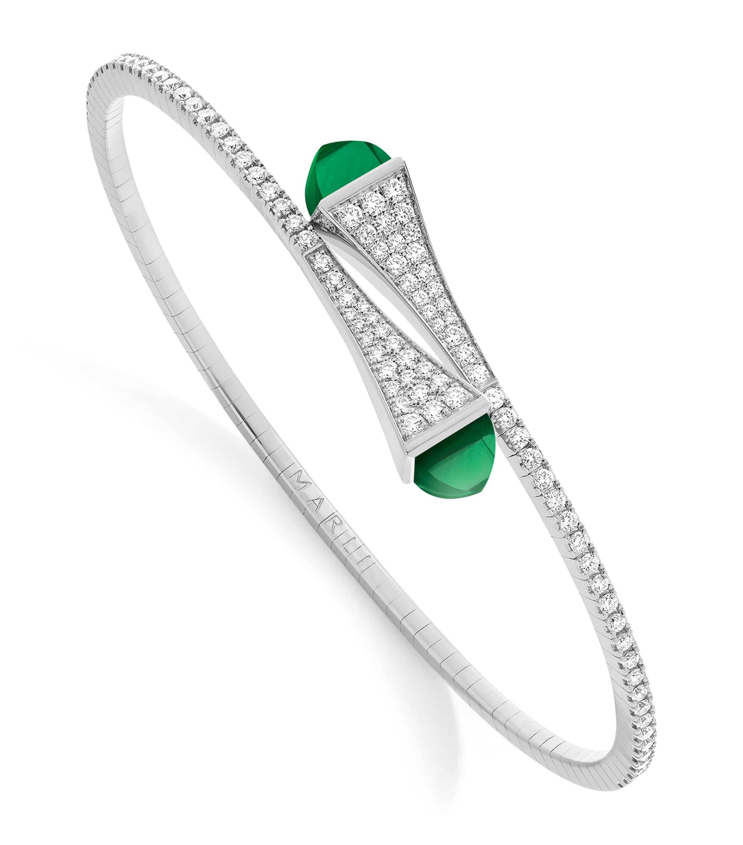 Marli New York Midi White Gold, Diamond And Agate Cleo Slip-on Bracelet In Gray