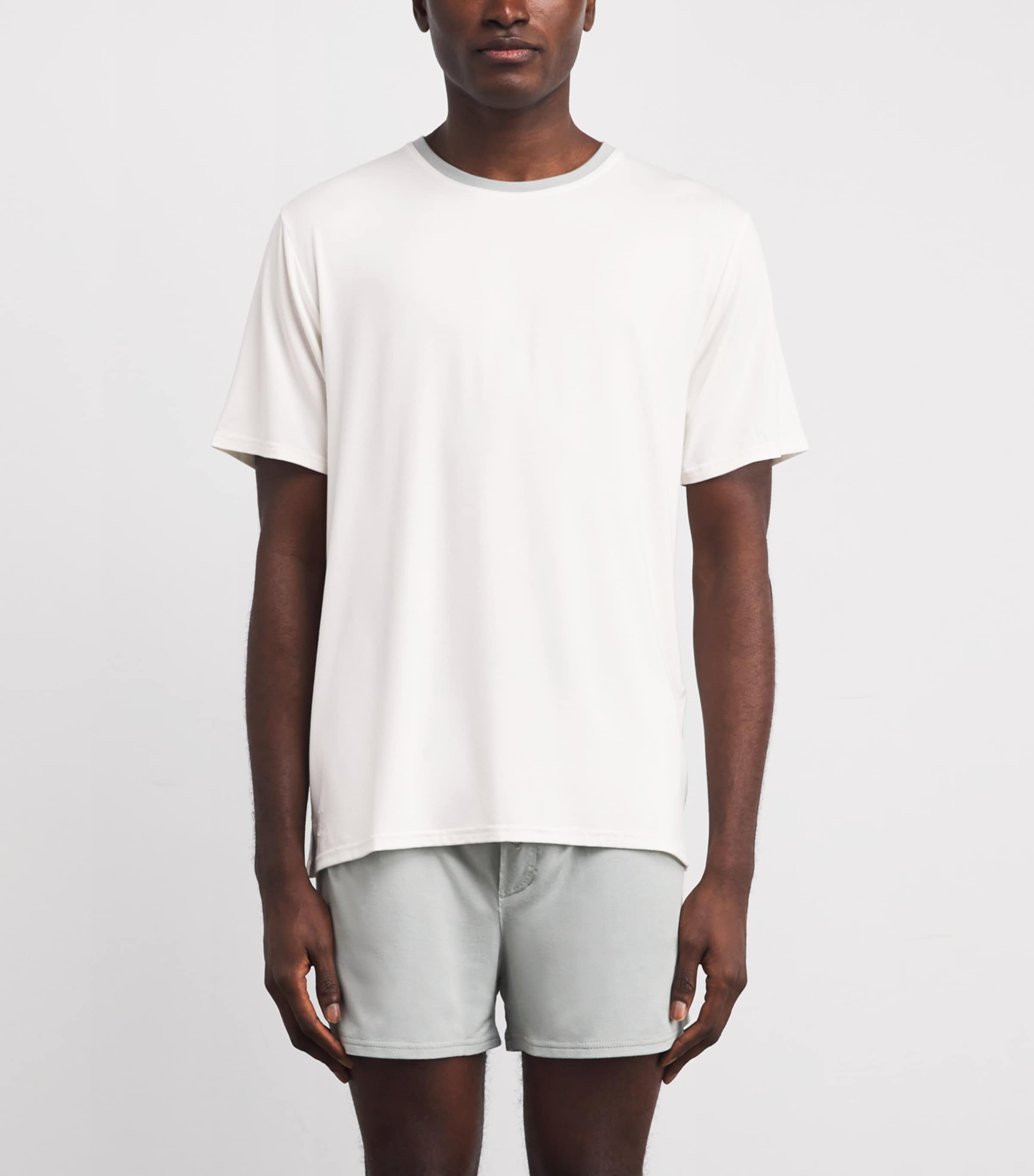 Contrast Trim Lounge T-Shirt WHTS WHITE/ SAGE Image 3