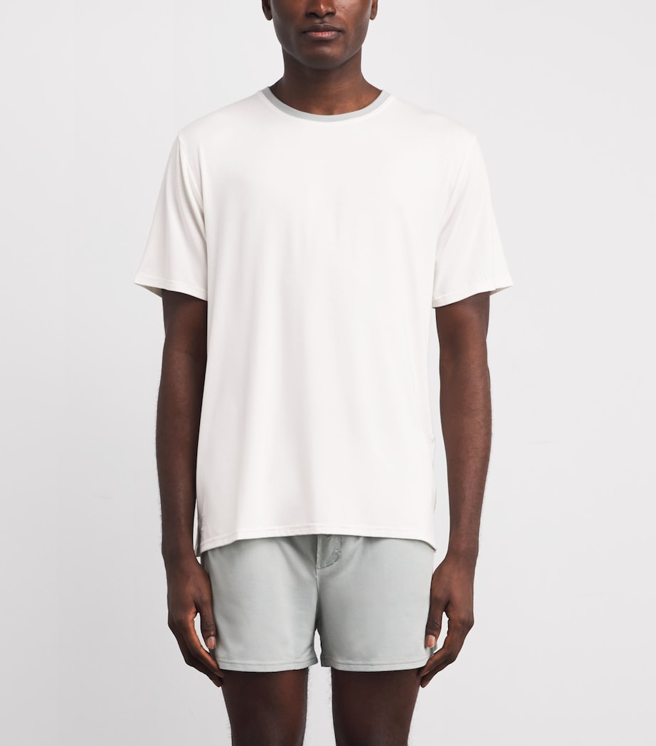 Contrast Trim Lounge T-Shirt WHTS WHITE/ SAGE Image 3
