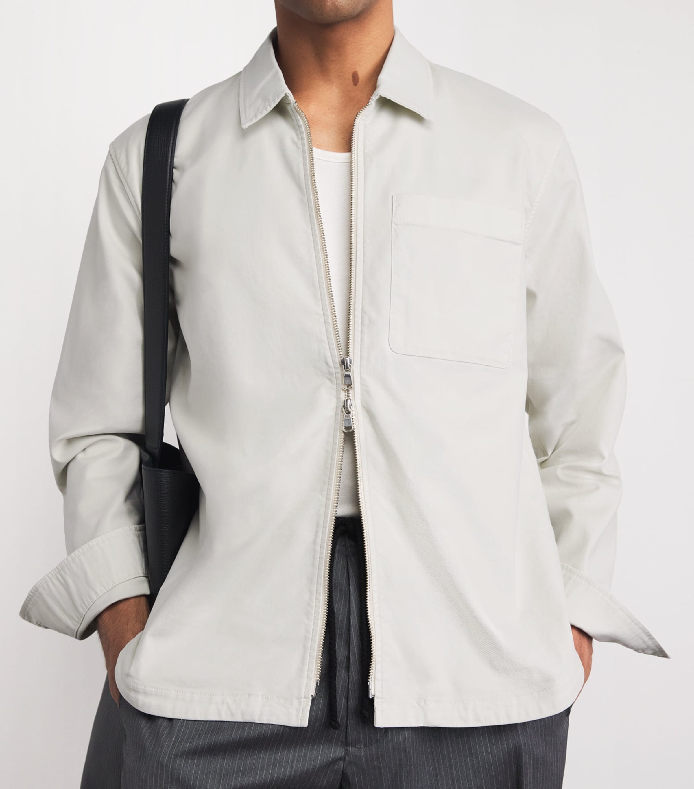 Officine Generale Mens Cotton-Blend Malo Overshirt Moon Image 3