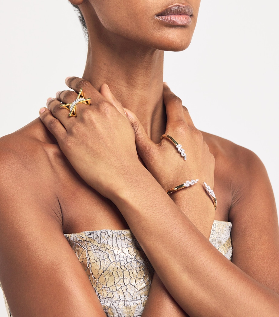 Mixed Gold and Diamond Cross Ring MIXED GOLD Image 2