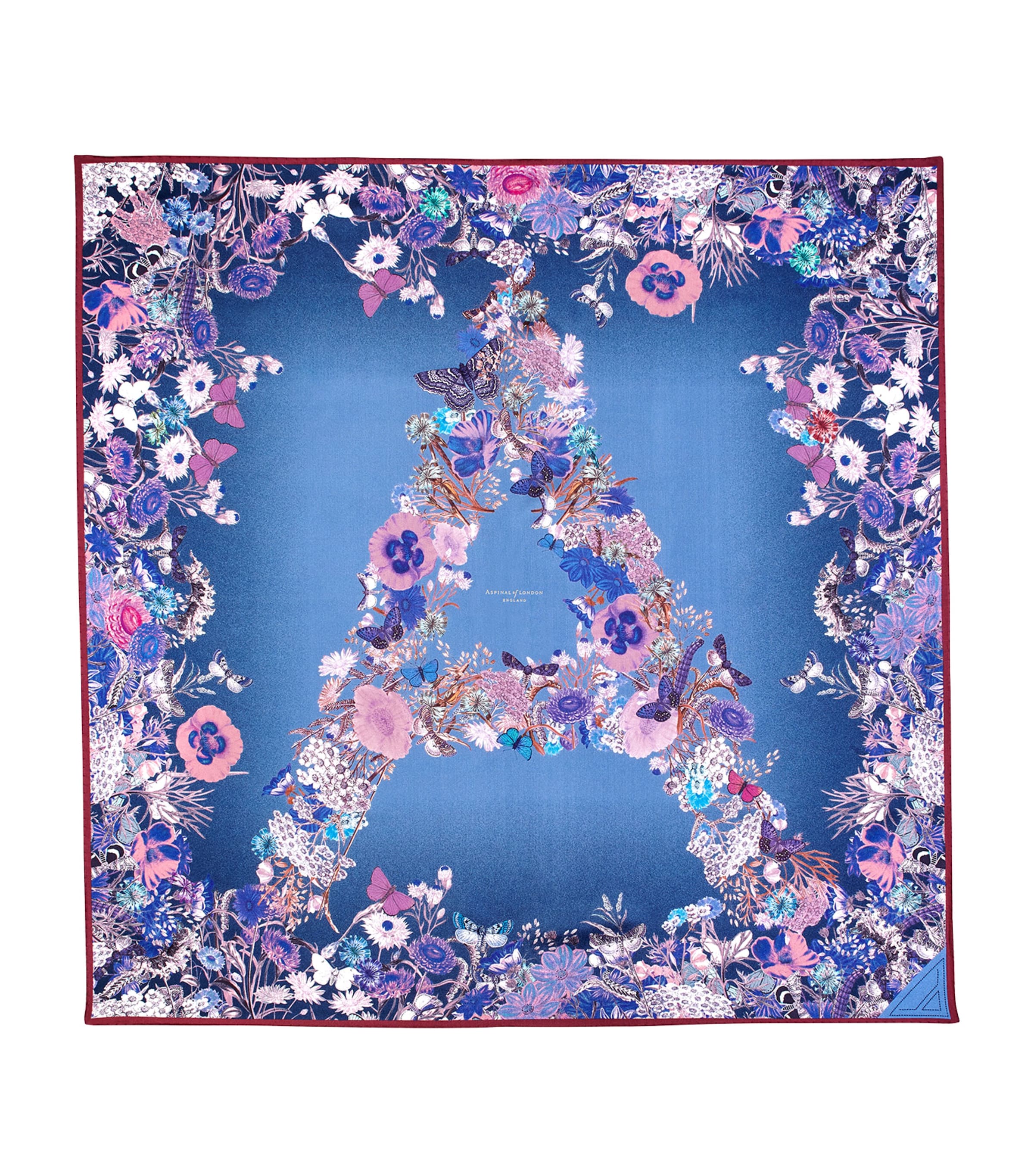 Shop Aspinal Of London Silk Floral Scarf In Navy