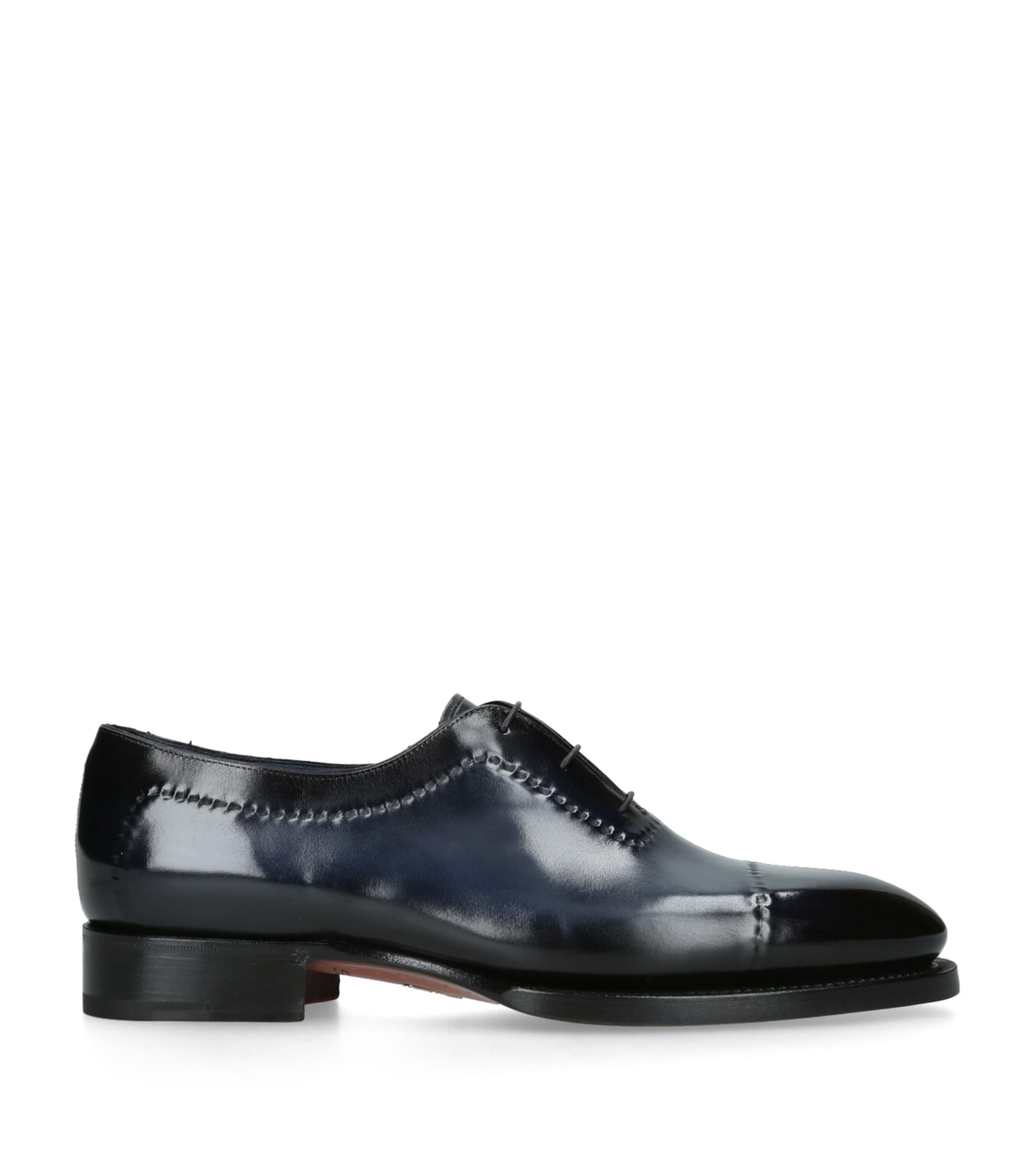 Leather Stitched Oxford Shoes NAVY Image 1