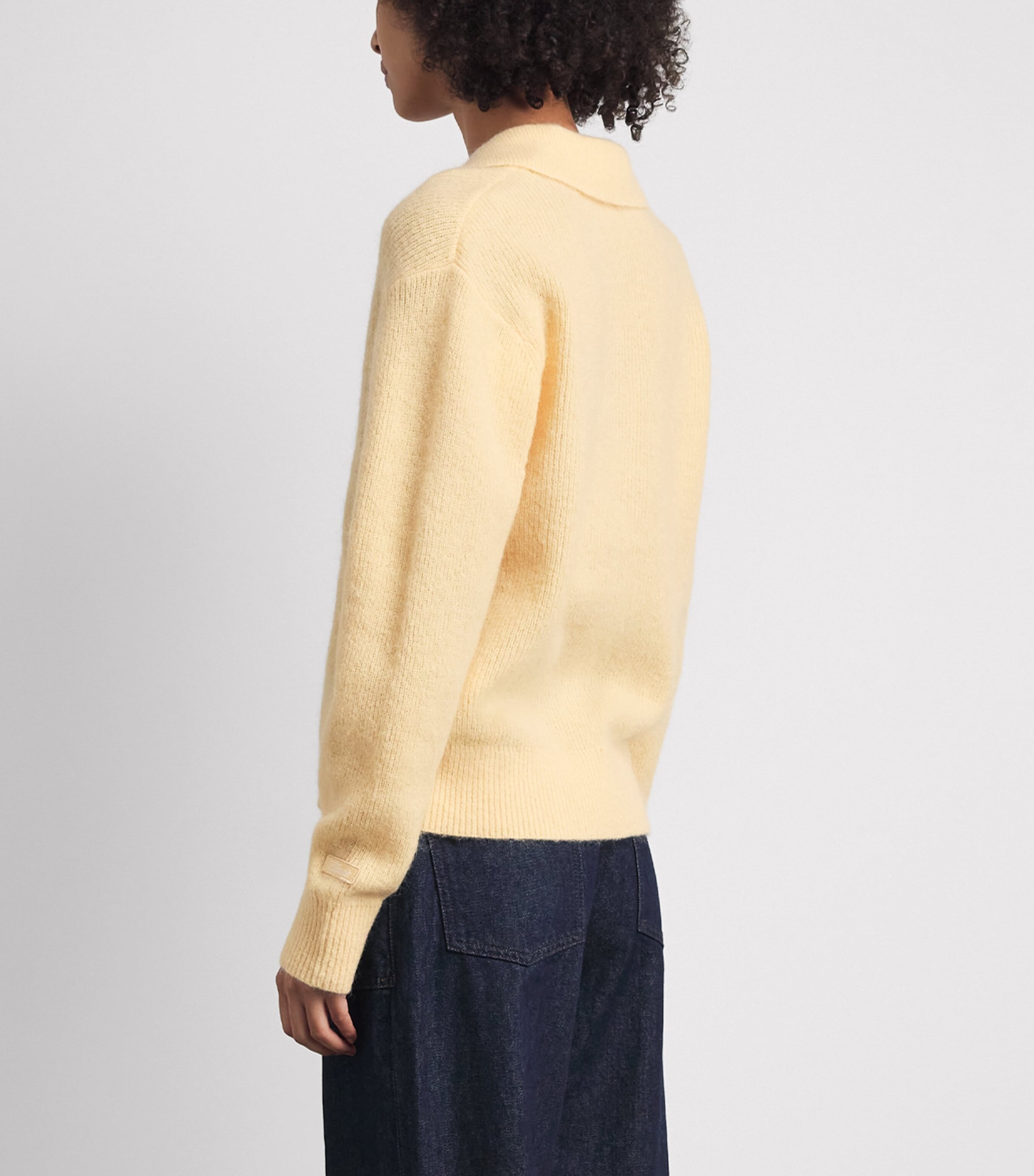 Claudie Pierlot Womens Textured Polo Sweater Baby Yellow Image 5