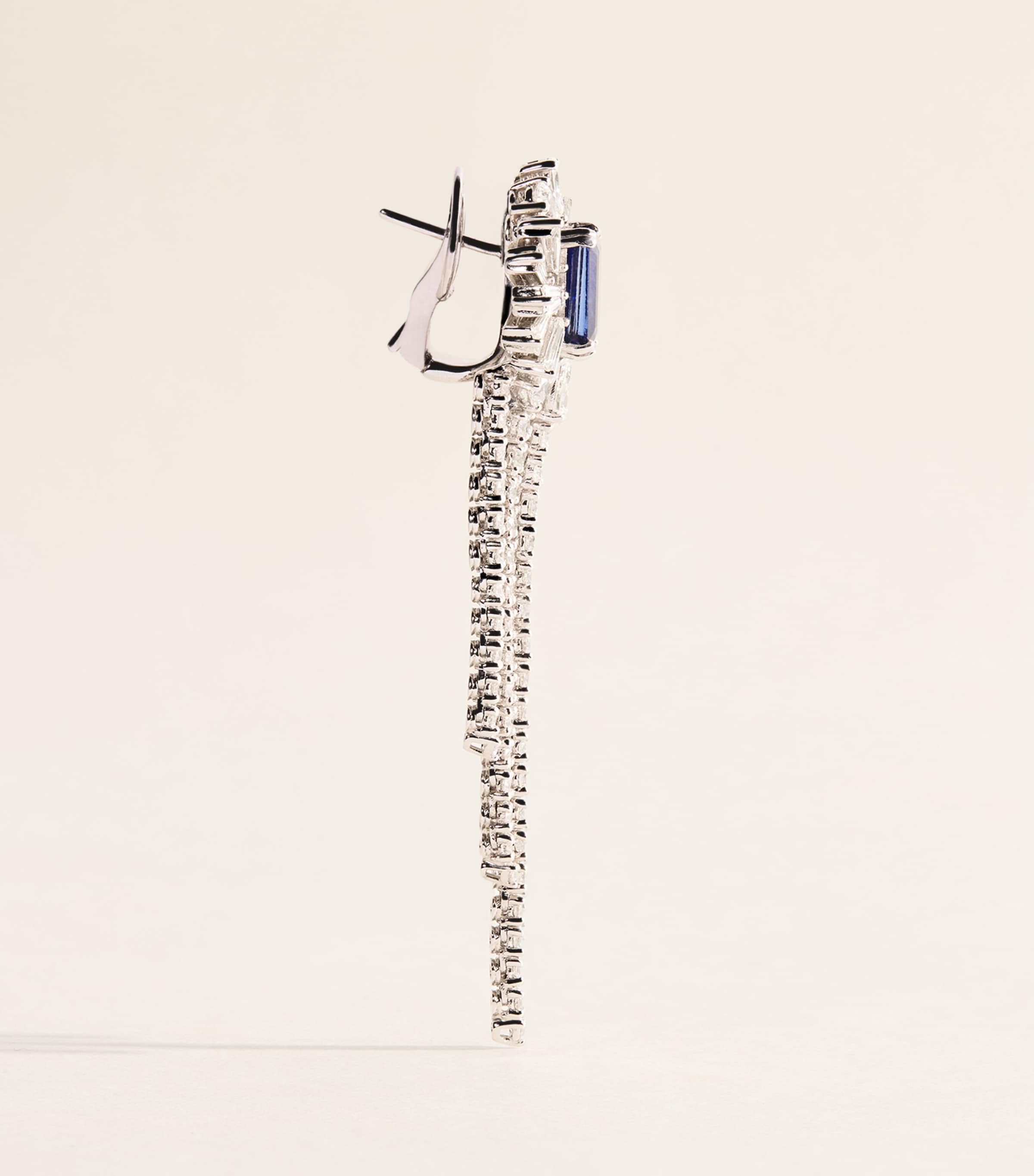 Yeprem White Gold, Diamond and Sapphire Reign Supreme Drop Earrings White Gold Image 3