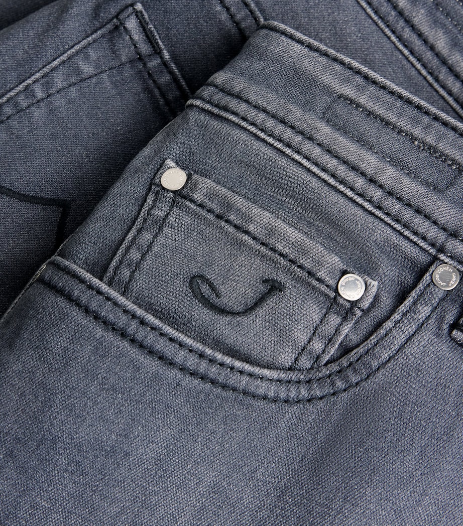 Ostrich Leather-Patch Slim Bard Jeans 800D Image 5