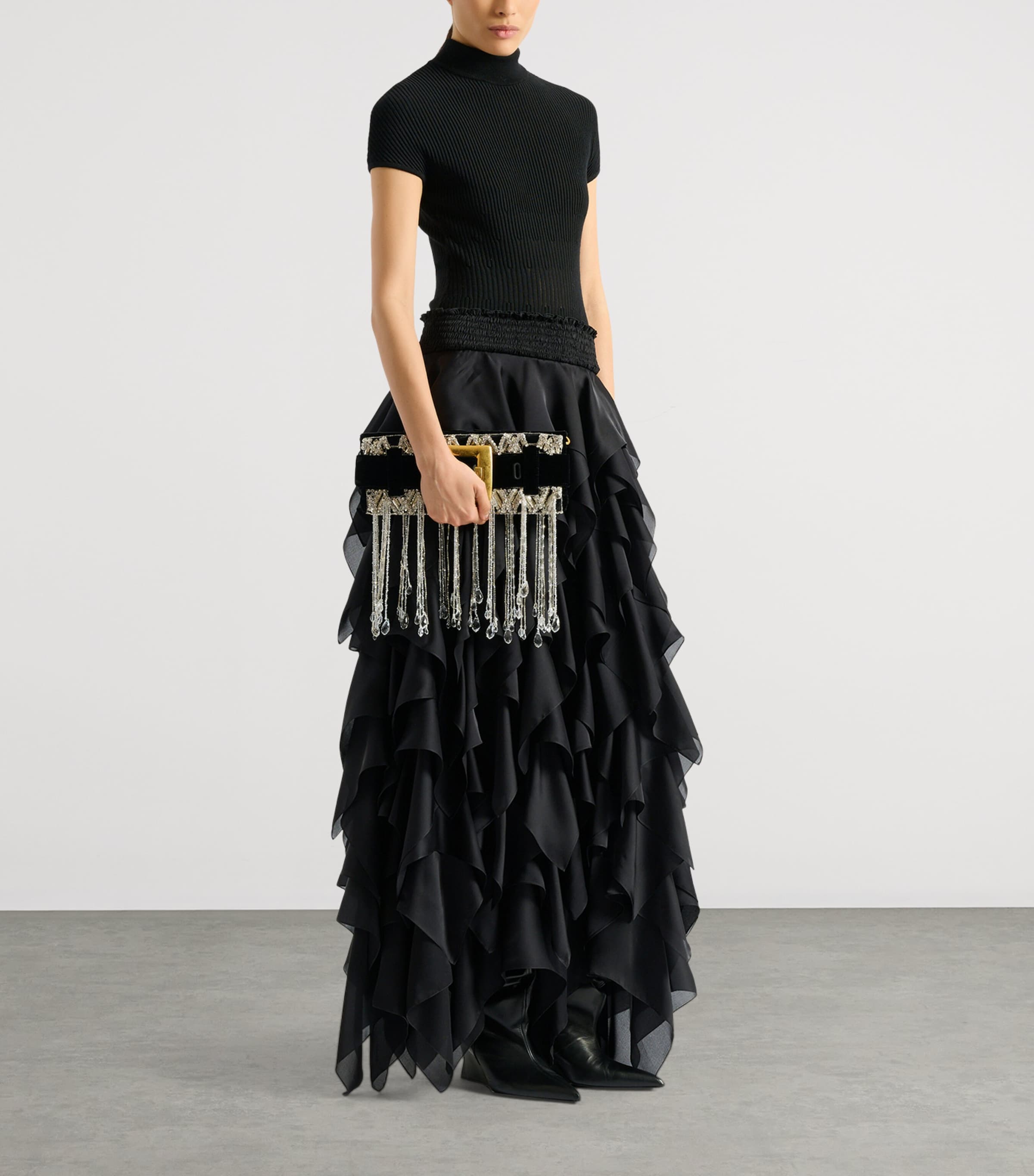 Balmain Embellished Anthem Clutch Bag Eaw Noir/cristal Image 2
