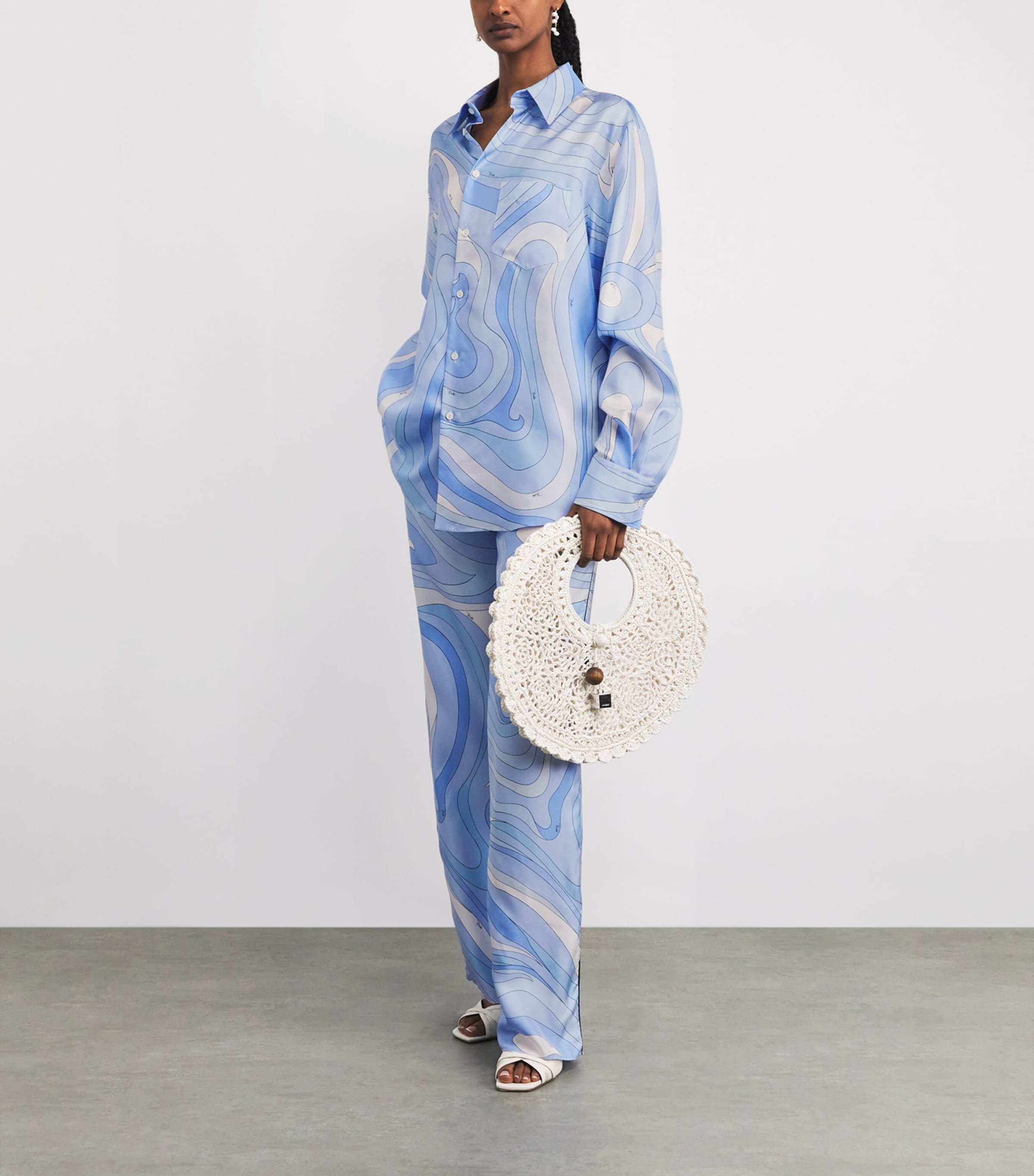 PUCCI Womens Silk Oversized Shirt Pale Image 2