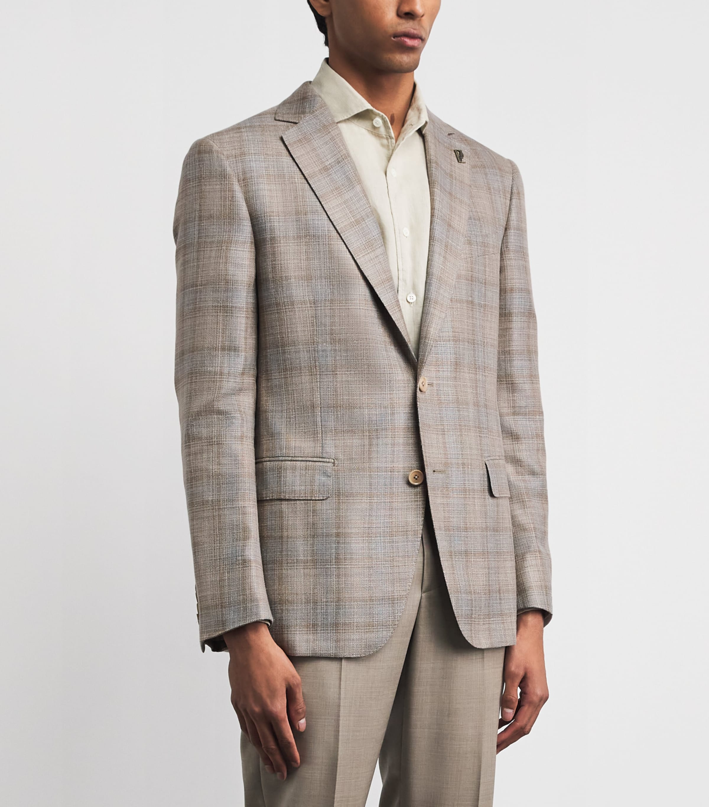 Pal Zileri Mens Wool-Silk-Linen Vicenza Blazer Light Brown Image 4