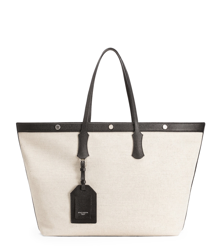 Canvas-Calfskin Tote Bag 8S469-IVORY/BLACK Image 1