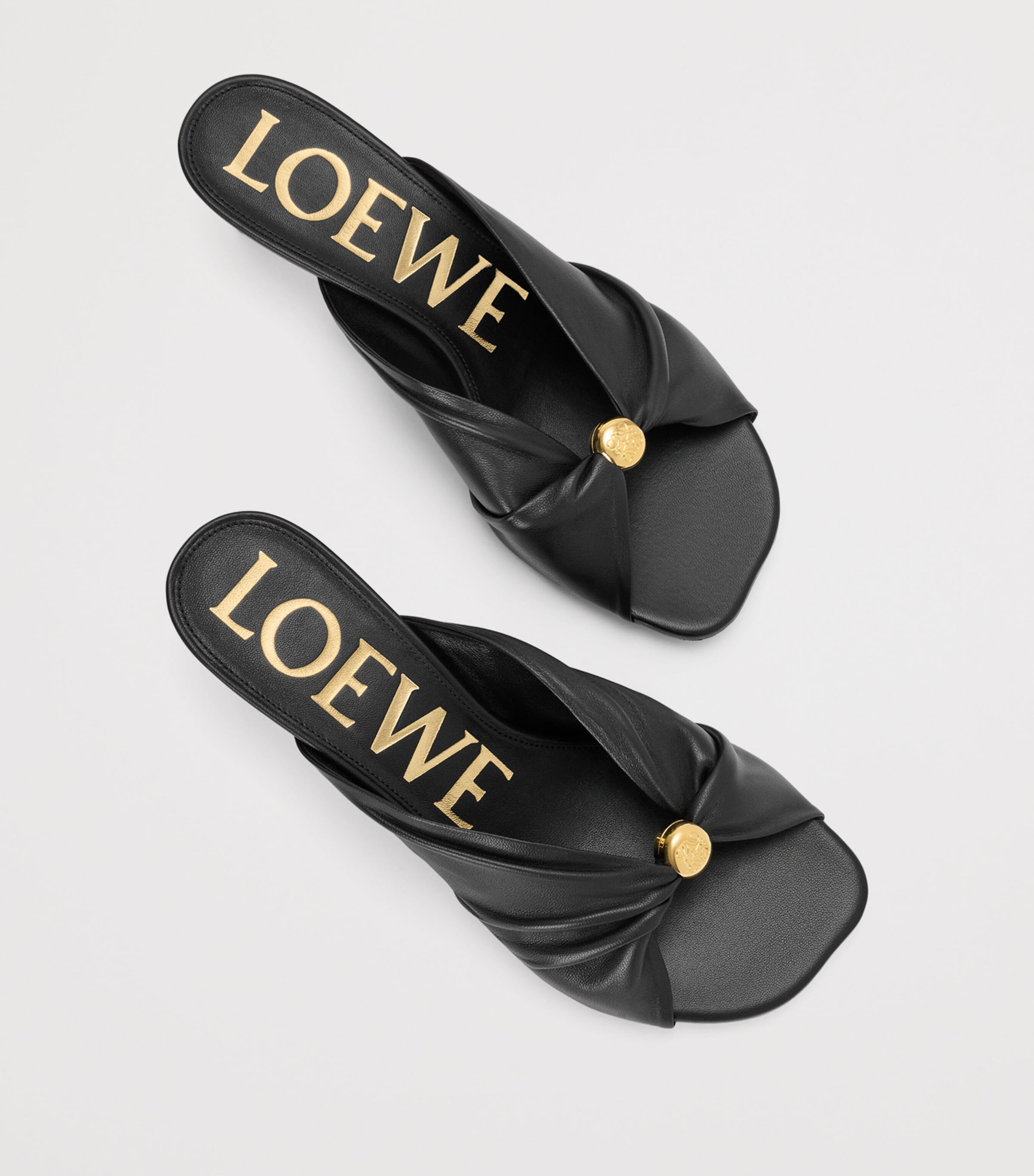 LOEWE x Paula's Ibiza Leather Pebble Heeled Mules 45 Black Image 4