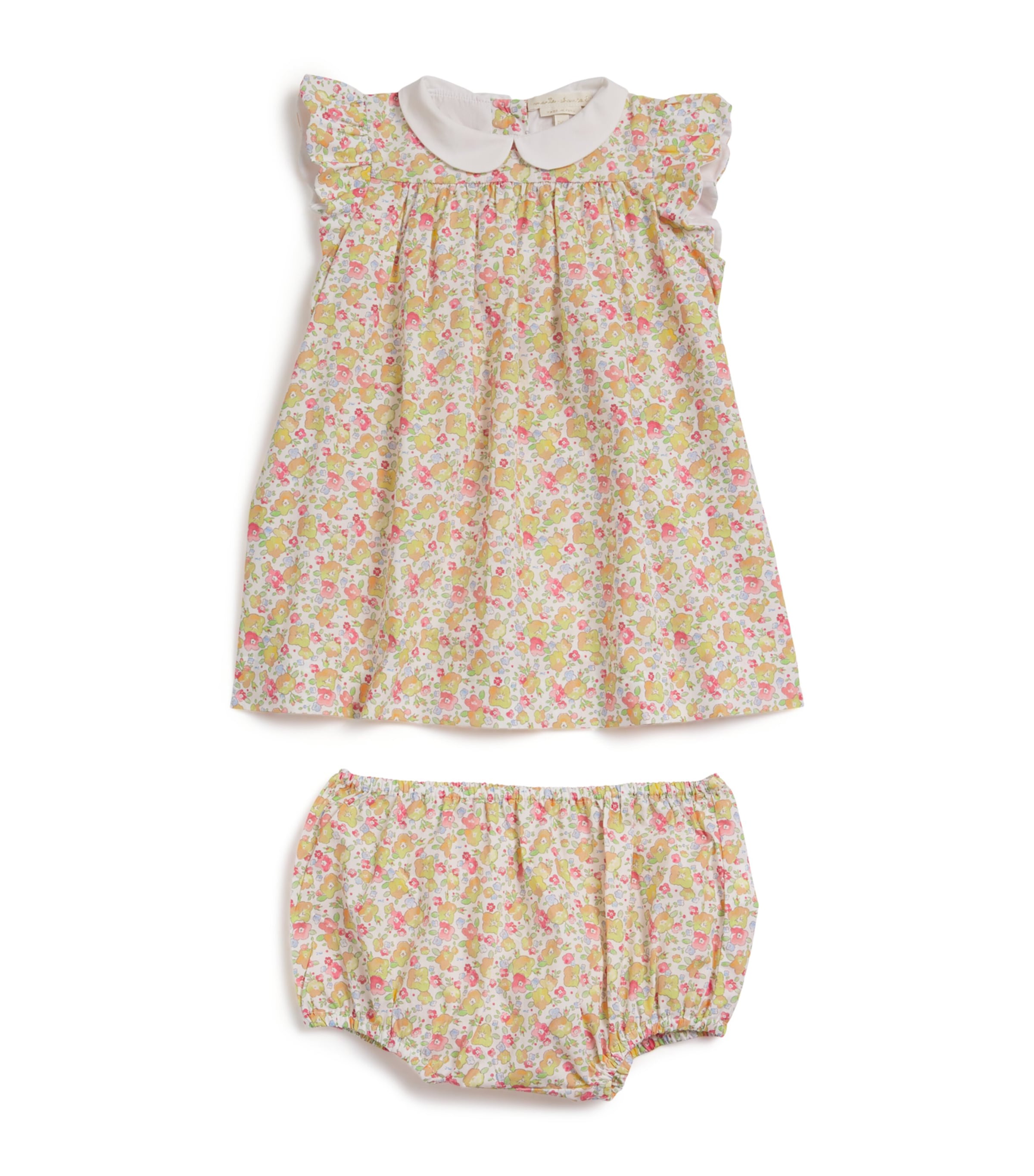 Marie-Chantal Cotton Arabella Olympia Dress and Bloomers Set (3-24 Months) Yellow Image 1