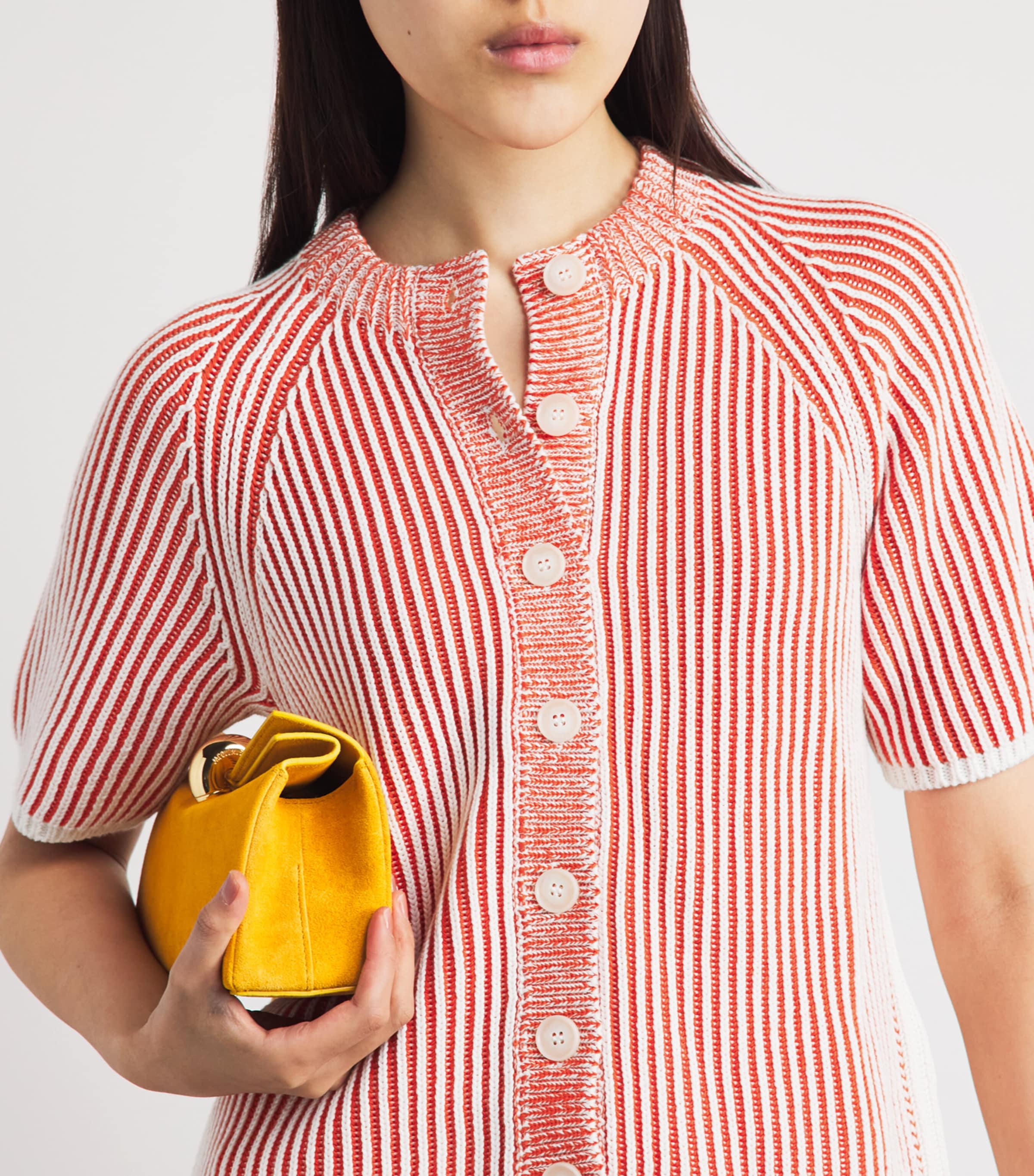 ME+EM Womens Organic Cotton Ribbed Cardigan Nectarine Orange Image 3