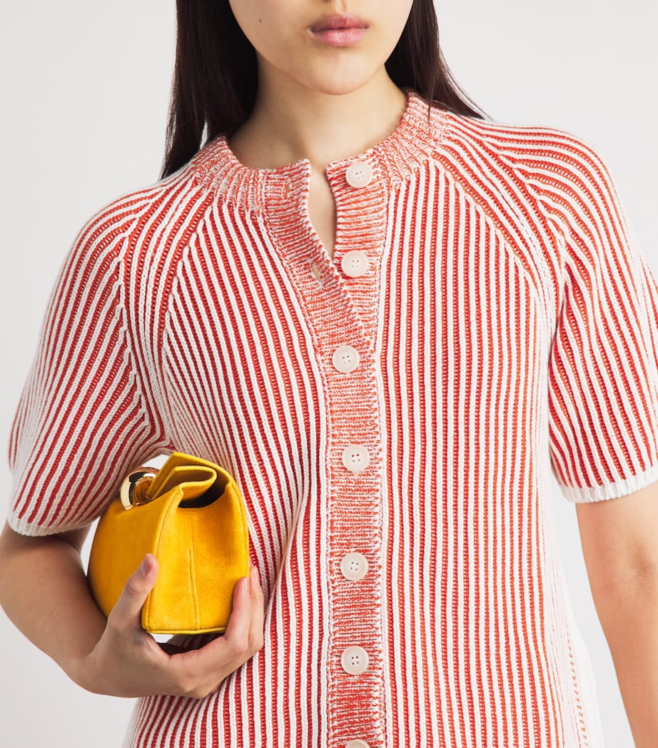 ME+EM Womens Organic Cotton Ribbed Cardigan Nectarine Orange Image 3