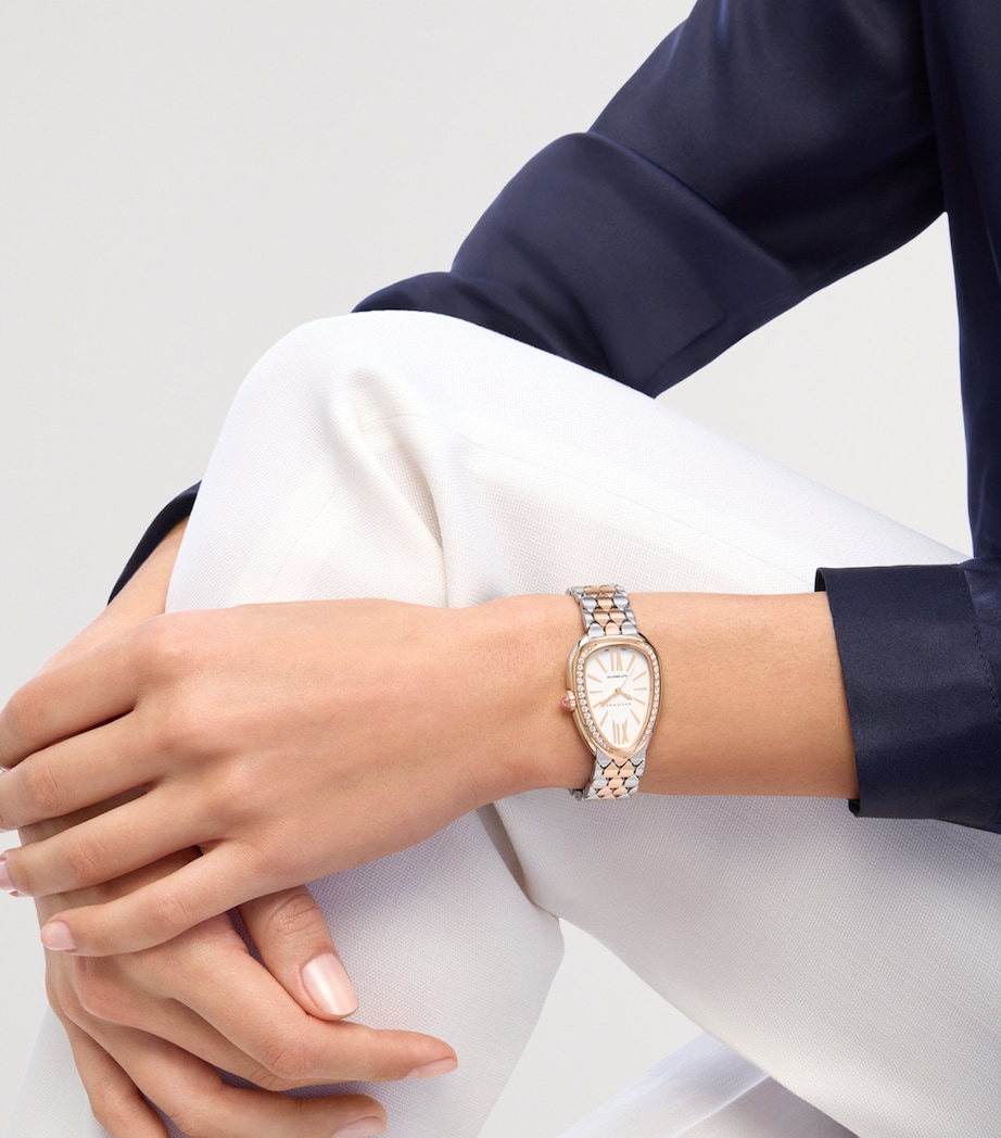 Stainless Steel, Rose Gold and Diamond Serpenti Seduttori Watch 34mm WHITE Image 7