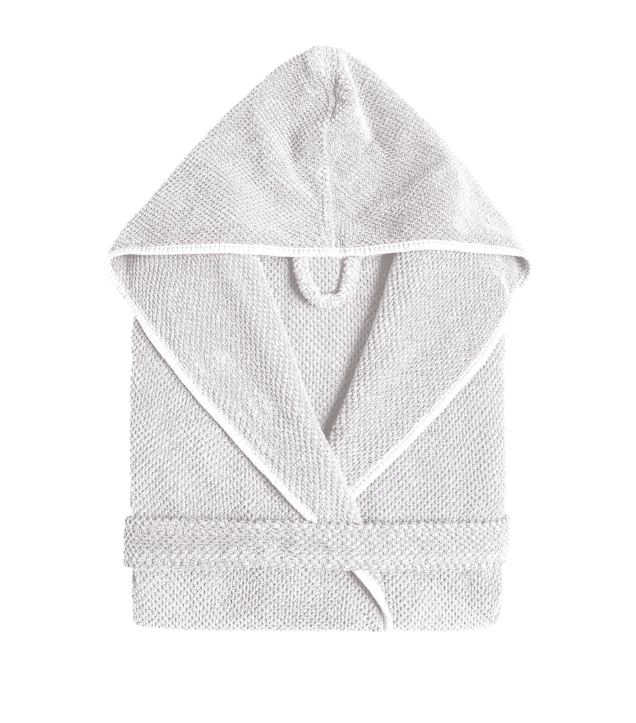 Bee Waffle Hooded Bathrobe (Small/Medium) WHITE Image 1