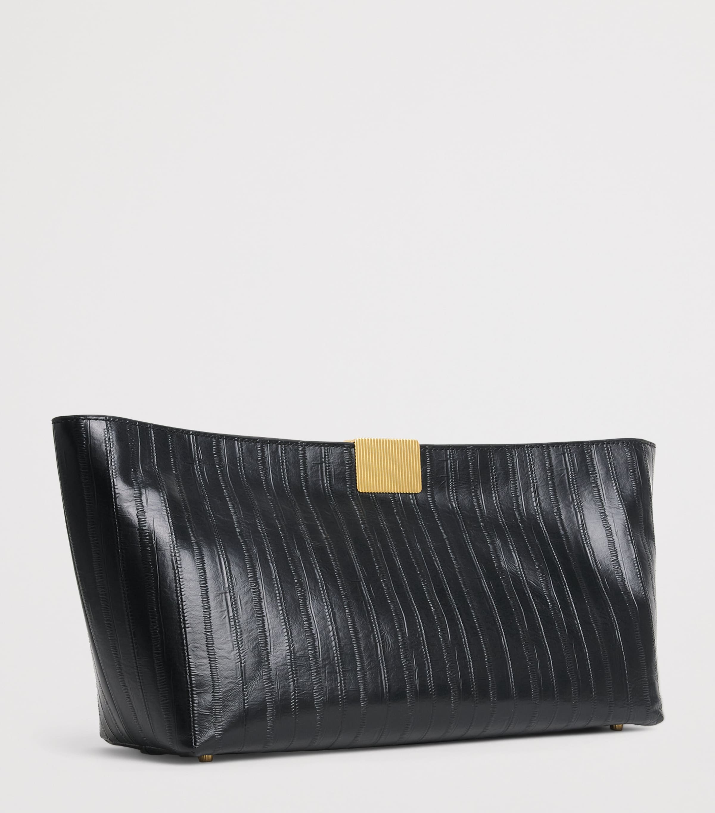 CAMILLA AND MARC Embossed Leather Poppy Clutch Bag Dblk Black Image 3