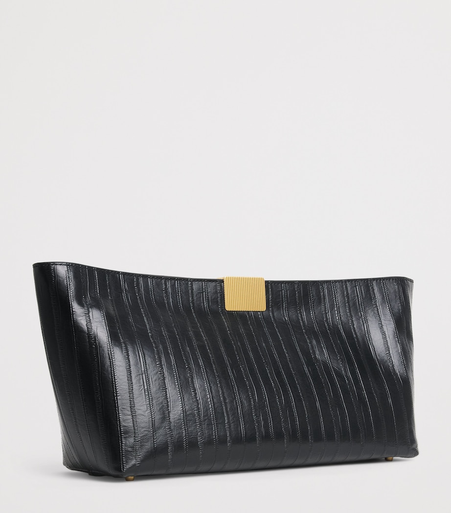 CAMILLA AND MARC Embossed Leather Poppy Clutch Bag Dblk Black Image 3