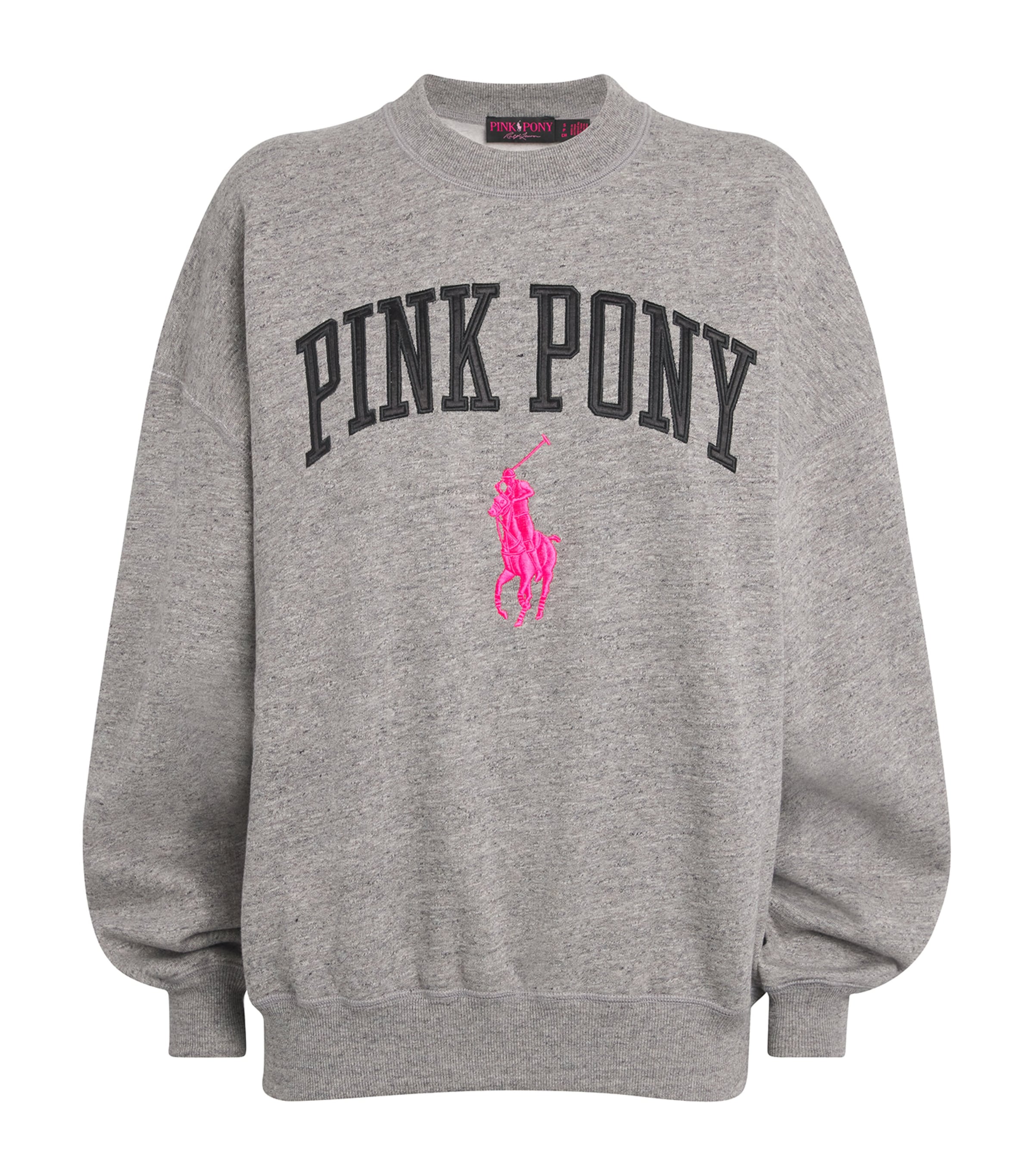 Polo Ralph Lauren Grey Cotton-Blend Pink Pony Sweatshirt | Harrods US