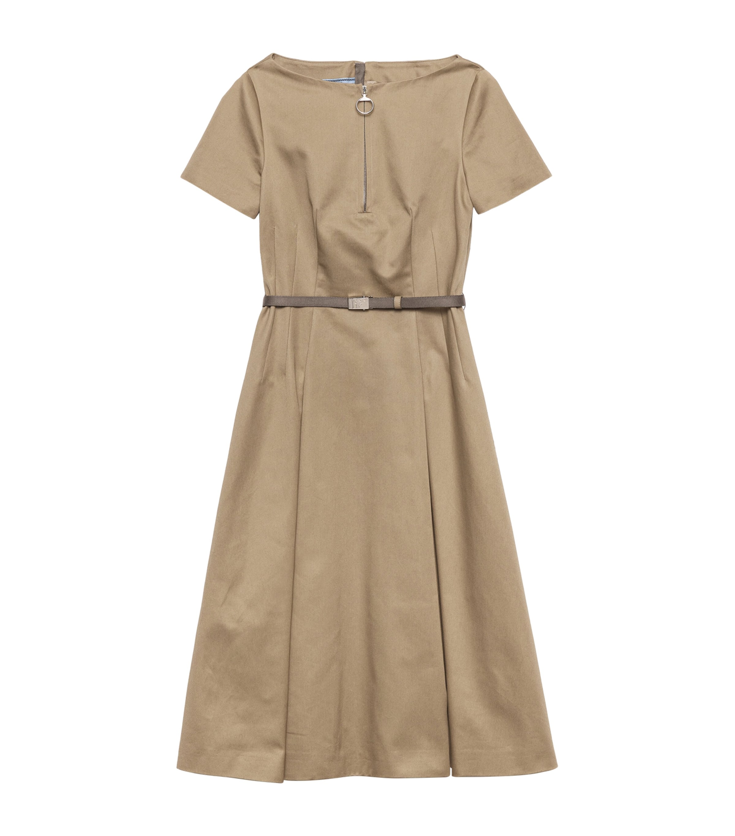 Prada Womens Cotton Belted Mini Dress Grey Image 1