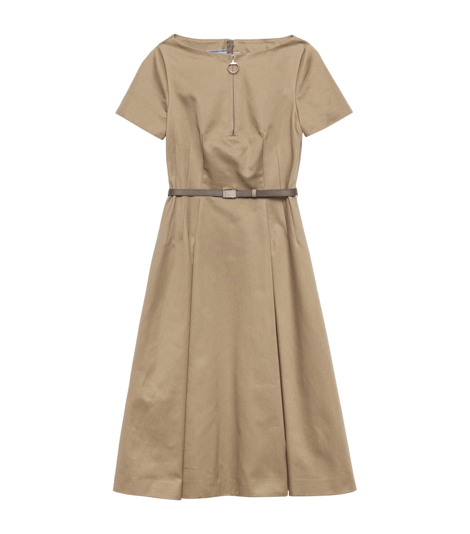 Prada Womens Cotton Belted Mini Dress Grey Image 1