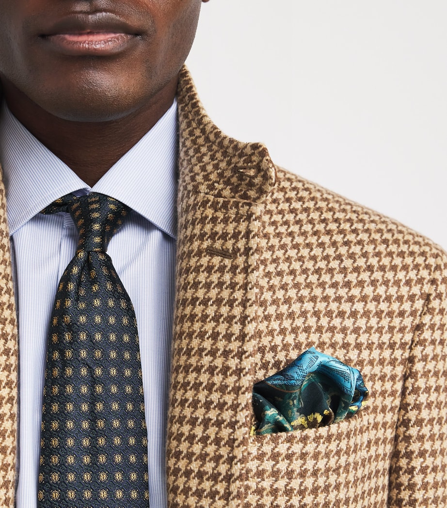 Silk Forest Print Pocket Square GREEN Image 3