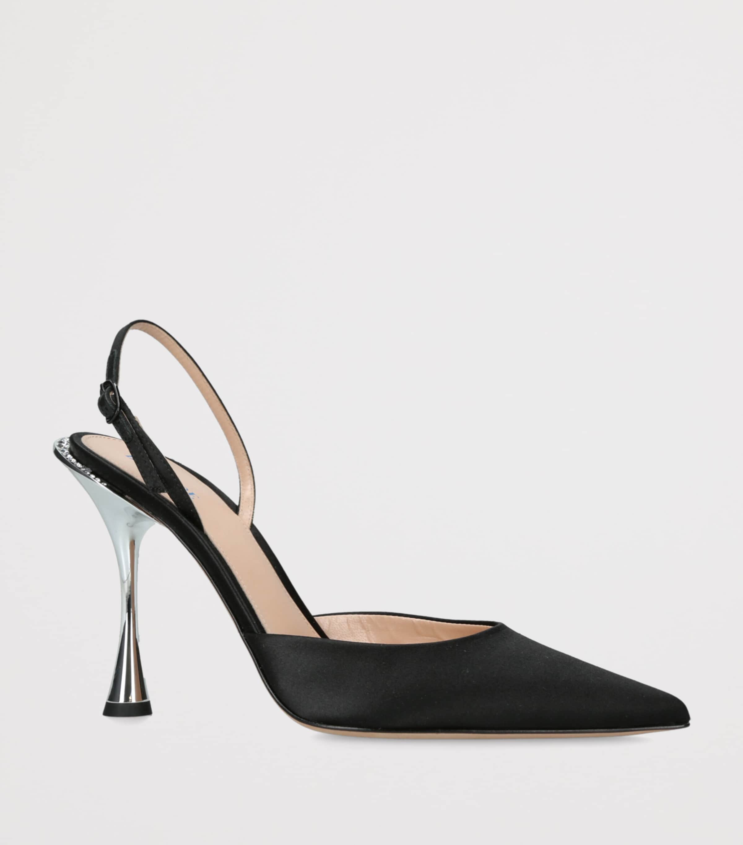 BETZÁBE Satin Embellished Sofia Slingback Pumps 100 Black Image 2