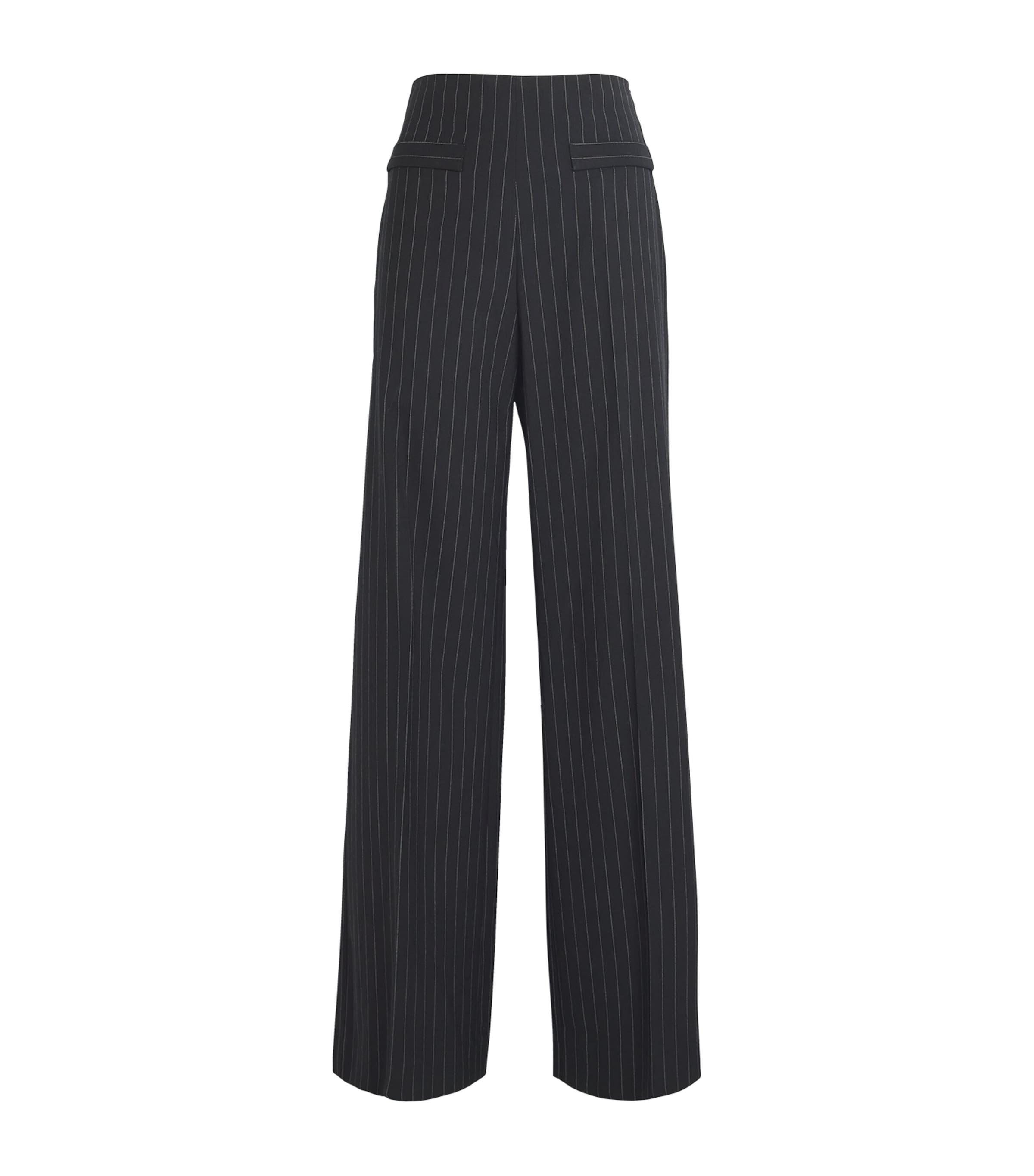 Sandro Pinstripe Wide-leg Tailored Trousers In Black
